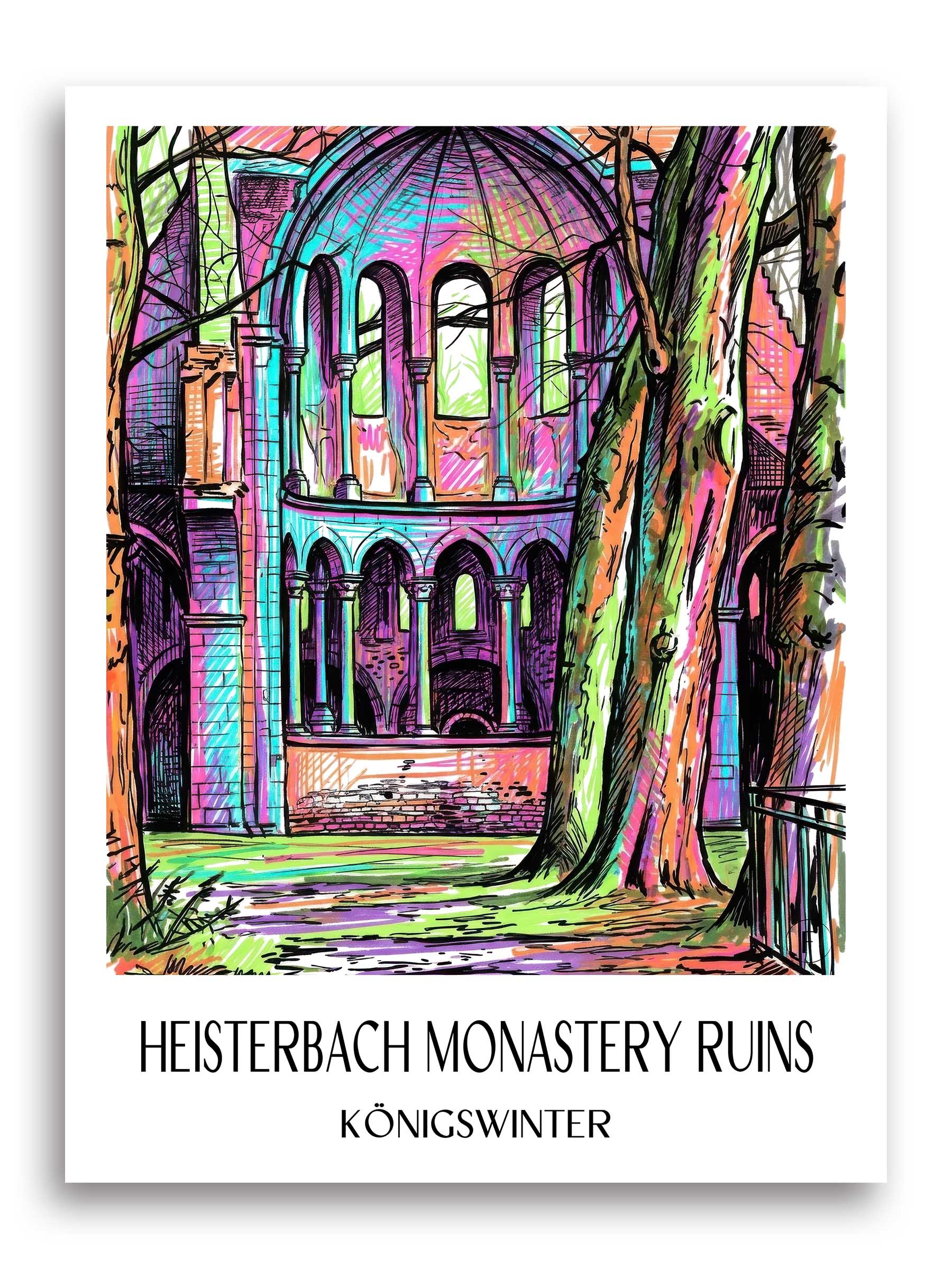 Klosterruine Heisterbach Poster - Königswinter - Deutschland Kunstdruck - Tag Graffiti von A4 bis A1