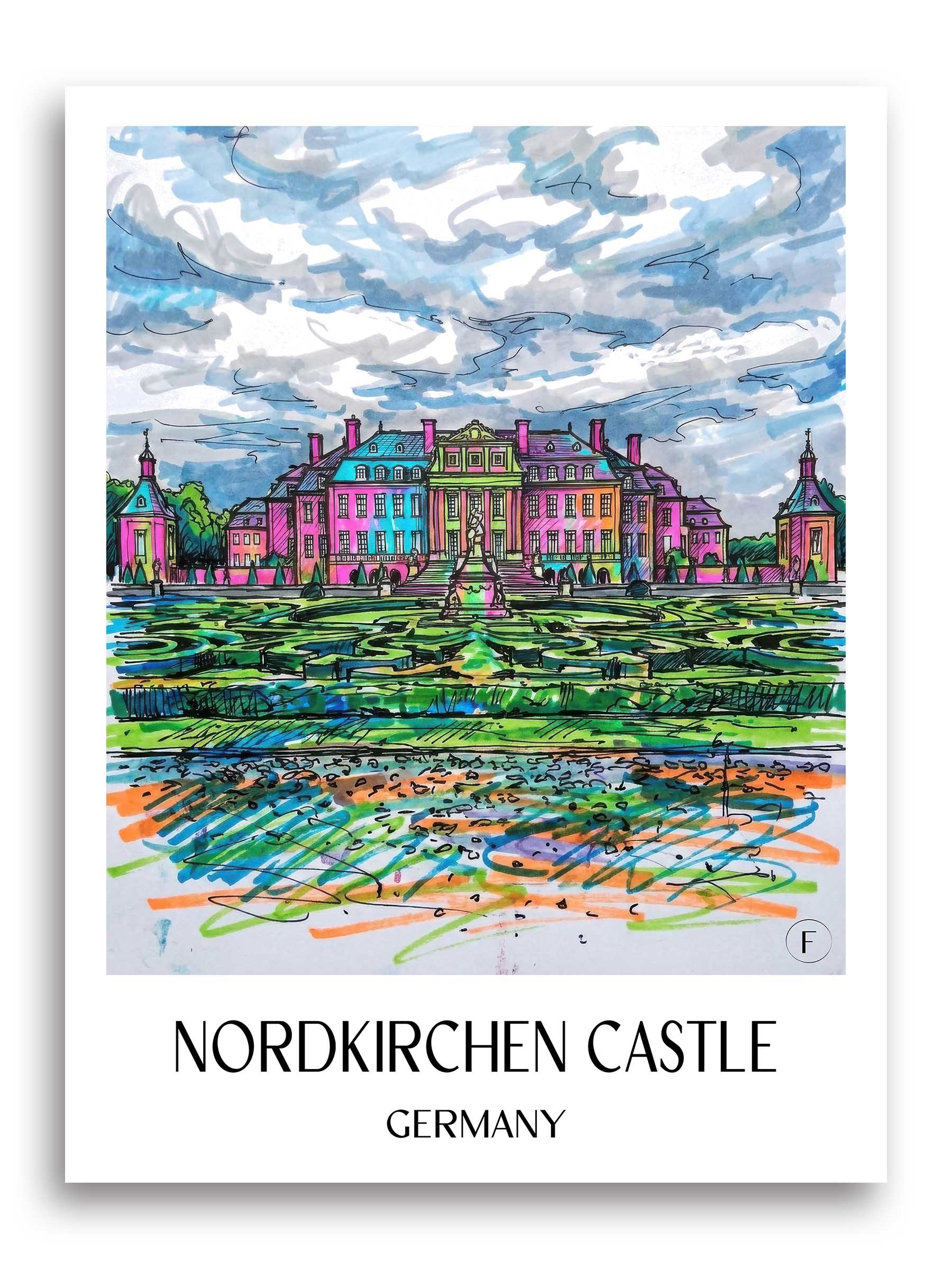 Schloss Nordkirchen Poster - Münsterland - Deutschland Kunstdruck - Tag Graffiti von A4 bis A1
