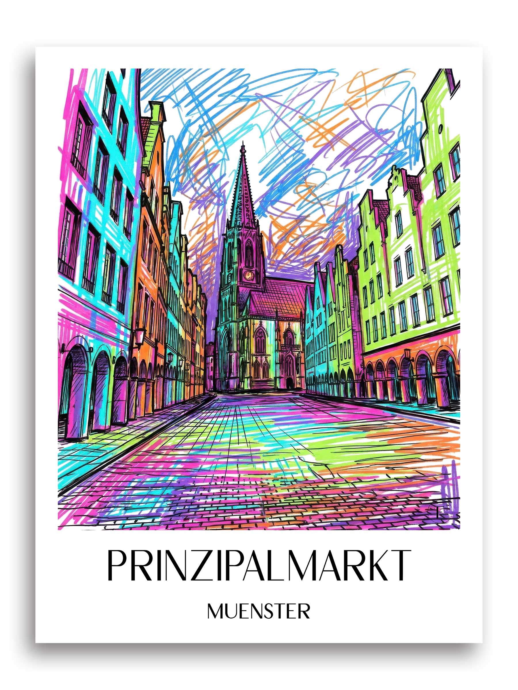 Prinzipalmarkt Poster - Münster - Deutschland Kunstdruck - Tag Graffiti von A4 bis A1