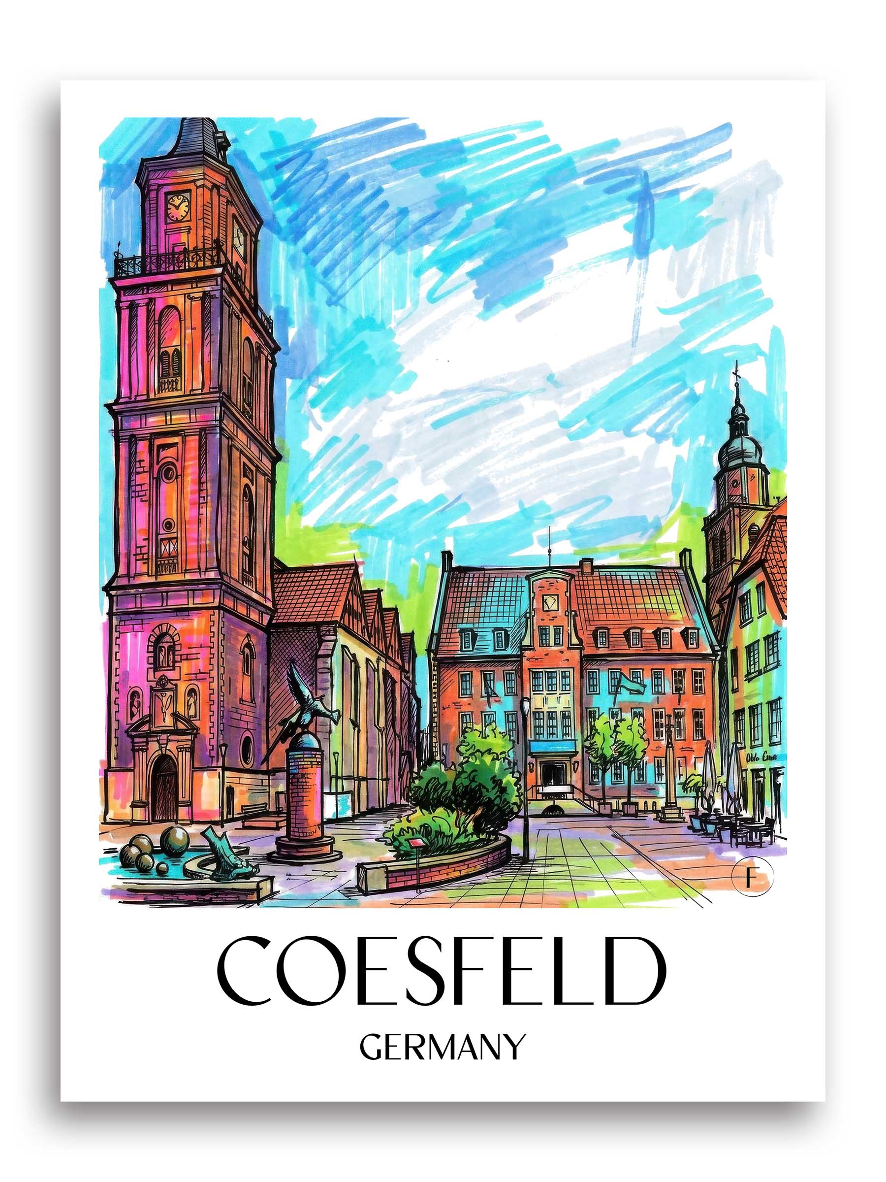 Coesfeld Poster - Münsterland - Deutschland Kunstdruck - Tag Graffiti von A4 bis A1