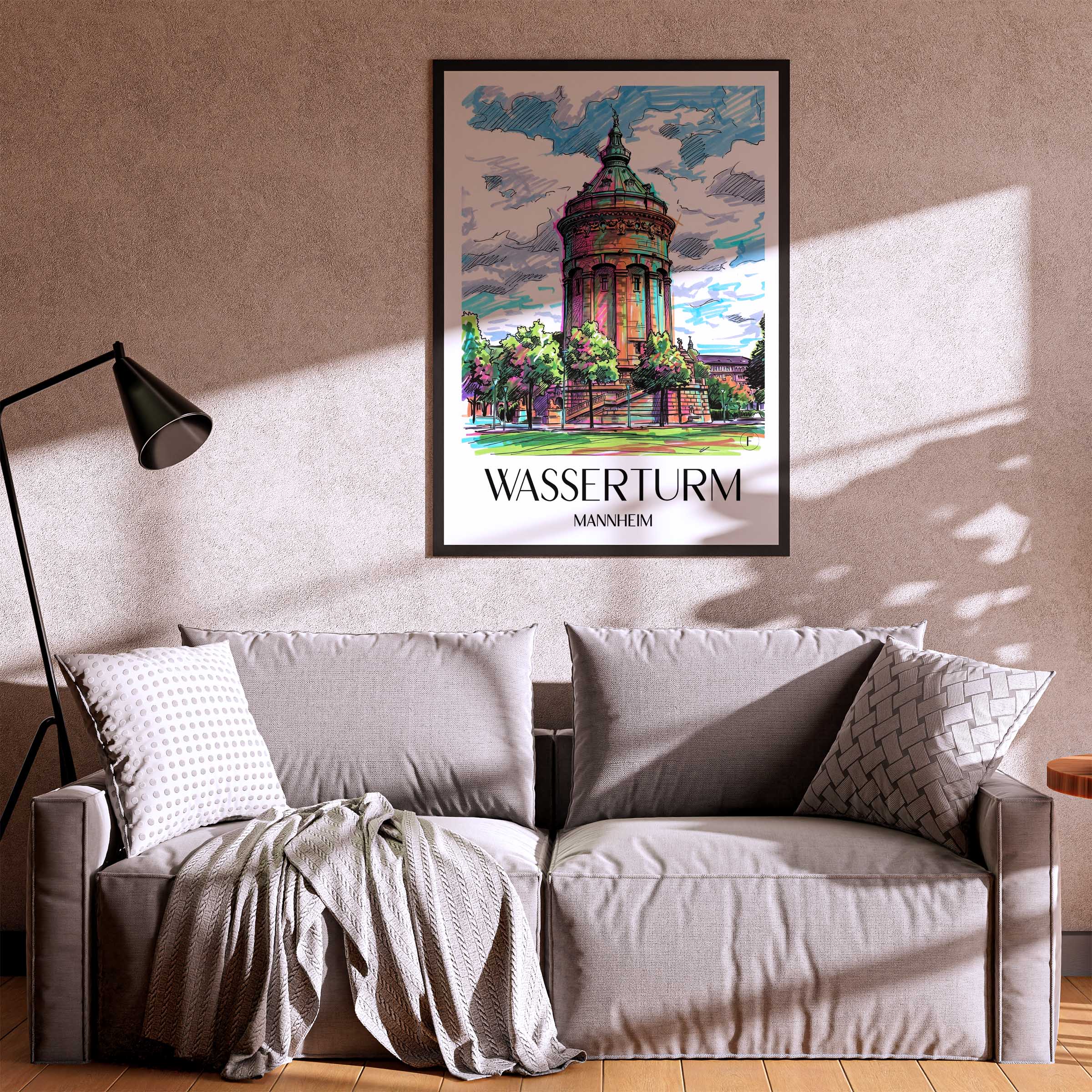 wasserturm-mannheim-deutschland-poster-graffiti
