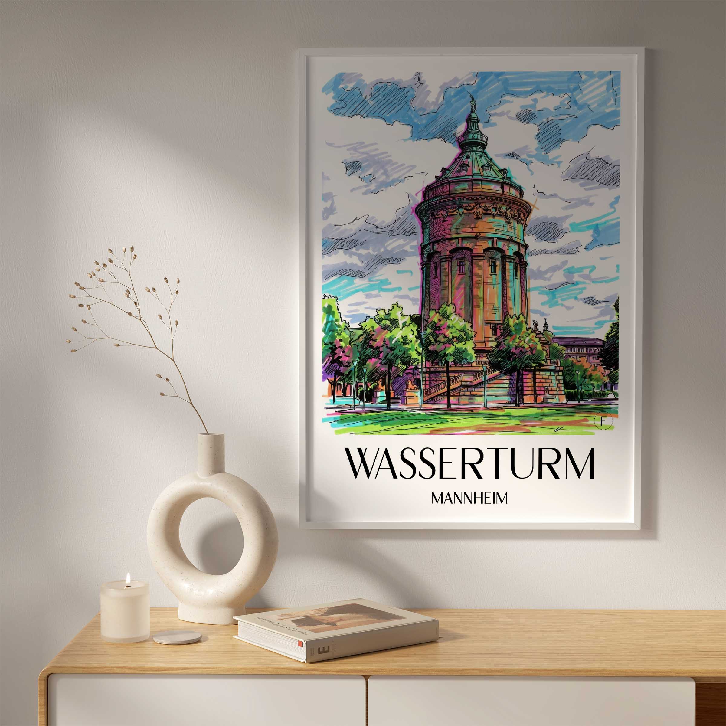 wasserturm-mannheim-deutschland-poster-graffiti