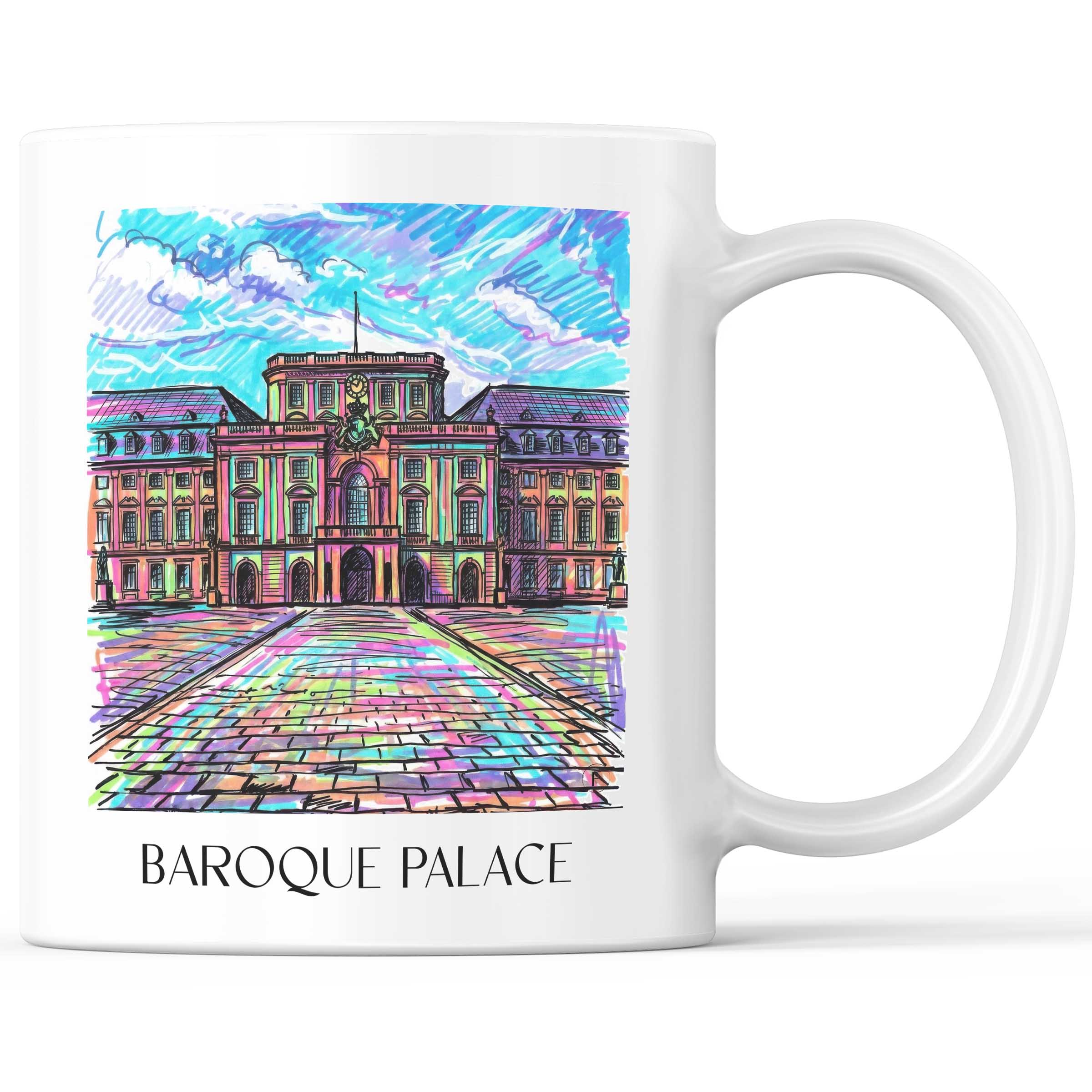 Barockschloss Kaffeebecher - Mannheim - Deutschland Becher - Kaffeetasse im Tag Graffiti Stil