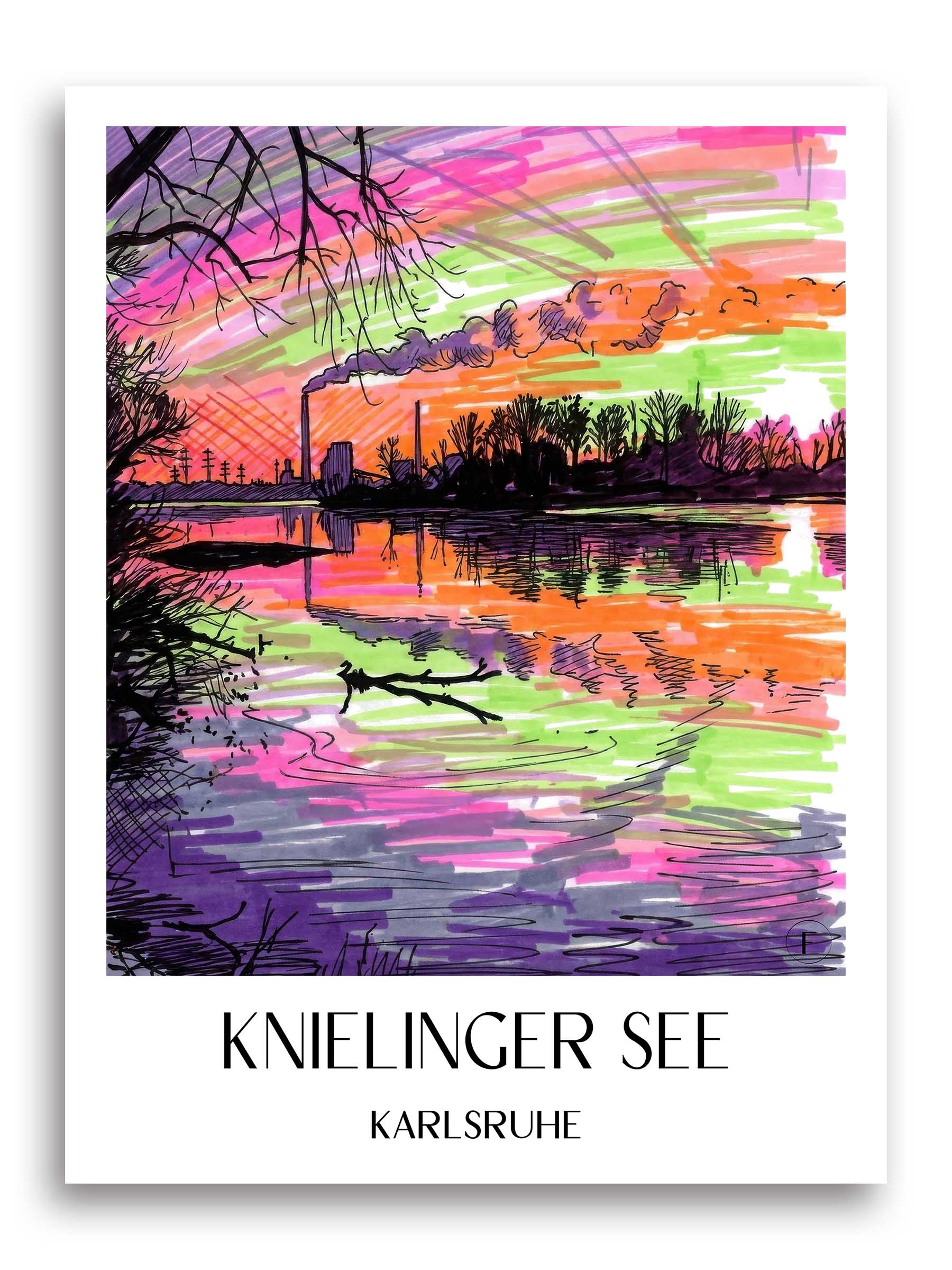 Knielinger See Poster - Karlsruhe - Deutschland Kunstdruck - Tag Graffiti von A4 bis A1