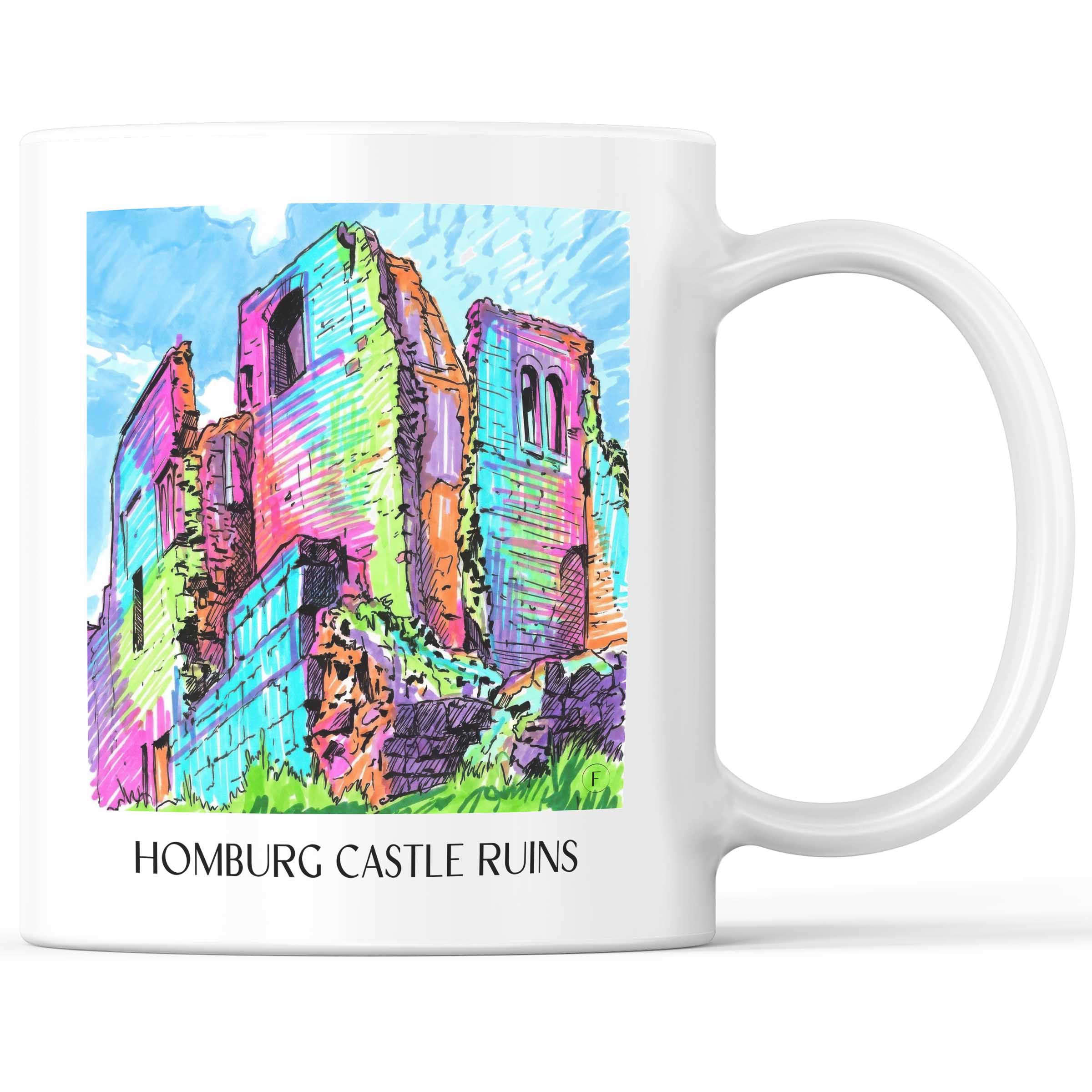 Burgruine Homburg Kaffeebecher - Spessart - Deutschland Becher - Kaffeetasse im Tag Graffiti Stil