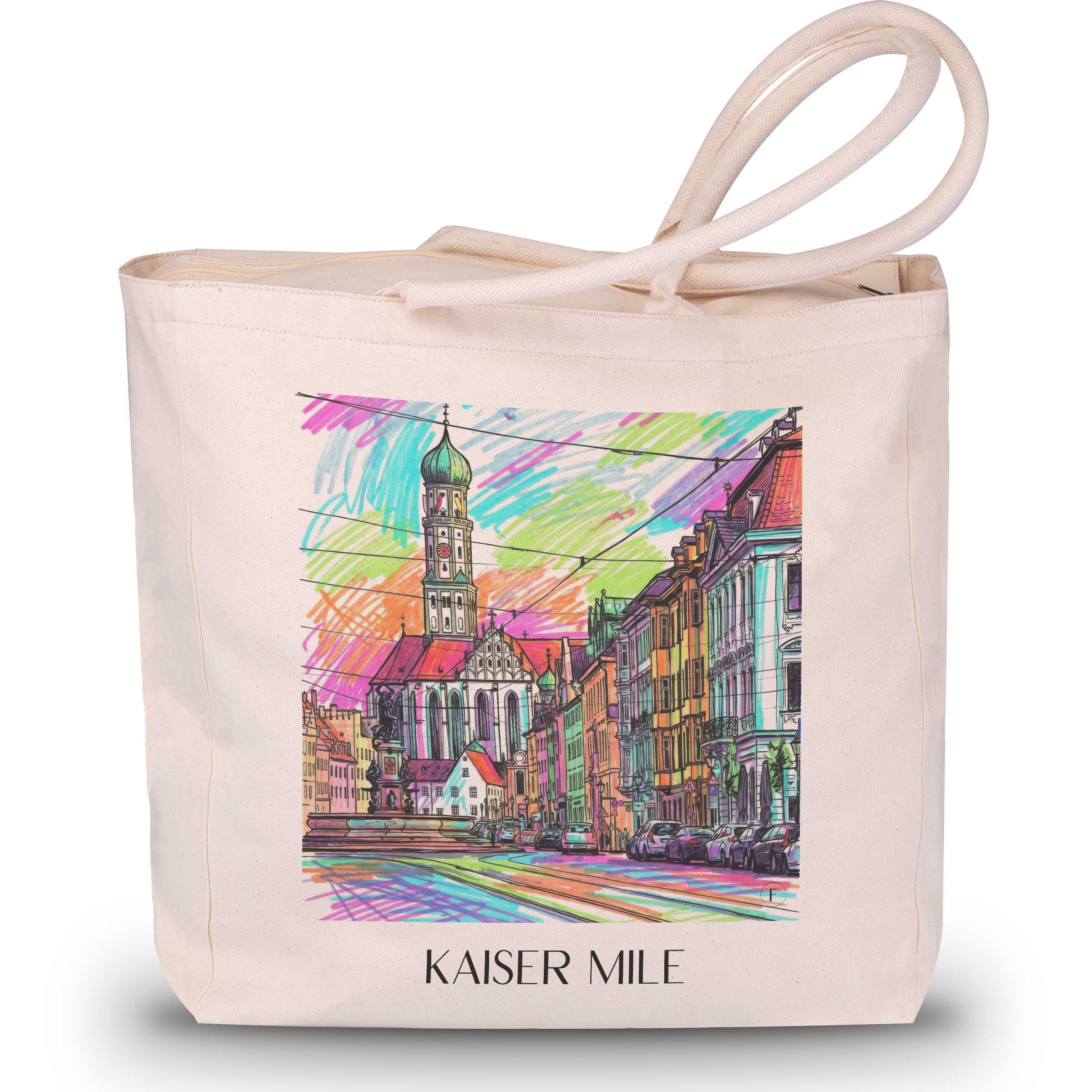 Kaisermeile Shopping Tasche - Augsburg - Deutschland Tote Bag - Einkaufstasche im Tag Graffiti Stil