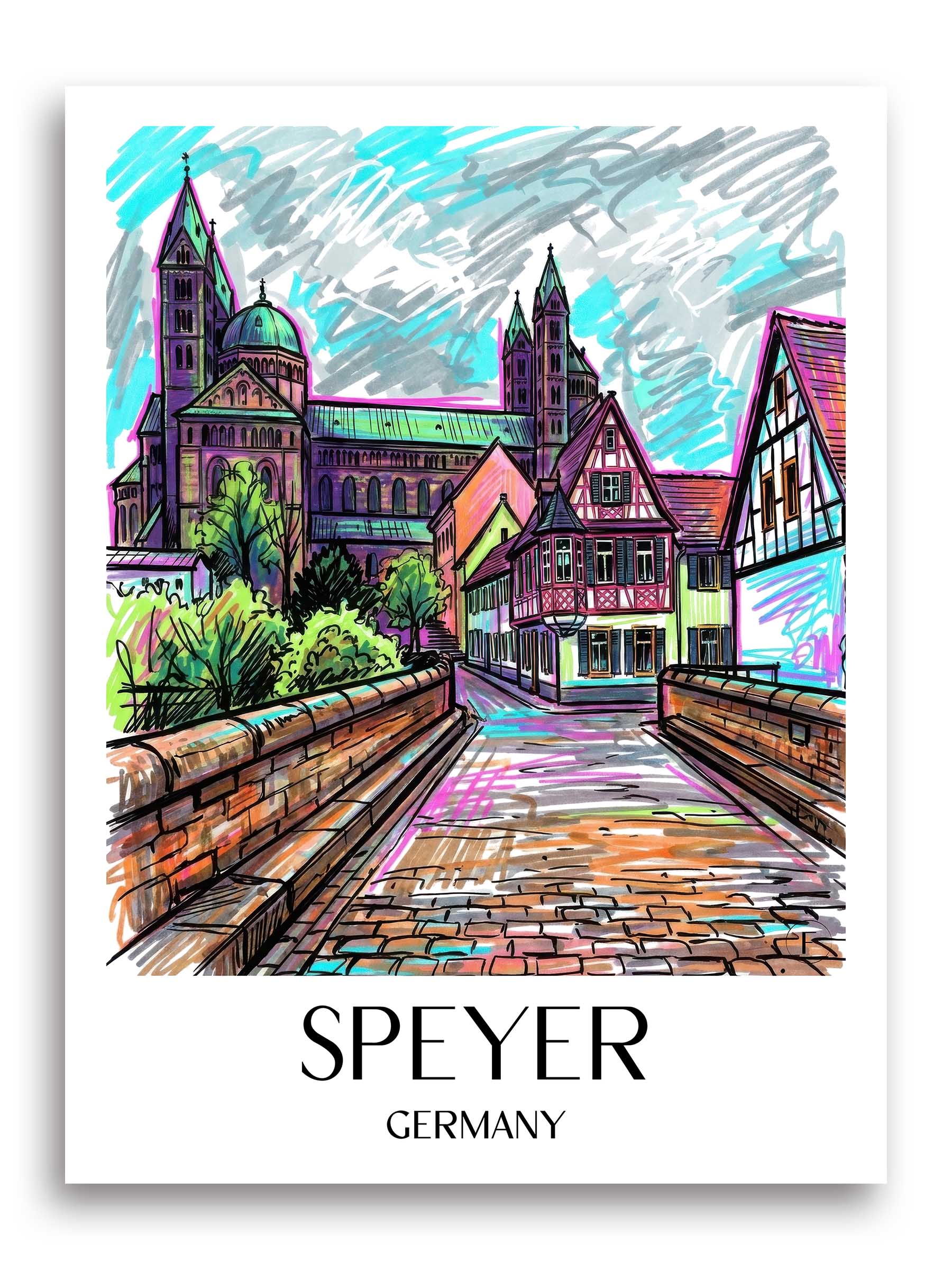 Speyer Poster - Rheinland-Pfalz - Deutschland Kunstdruck - Tag Graffiti von A4 bis A1