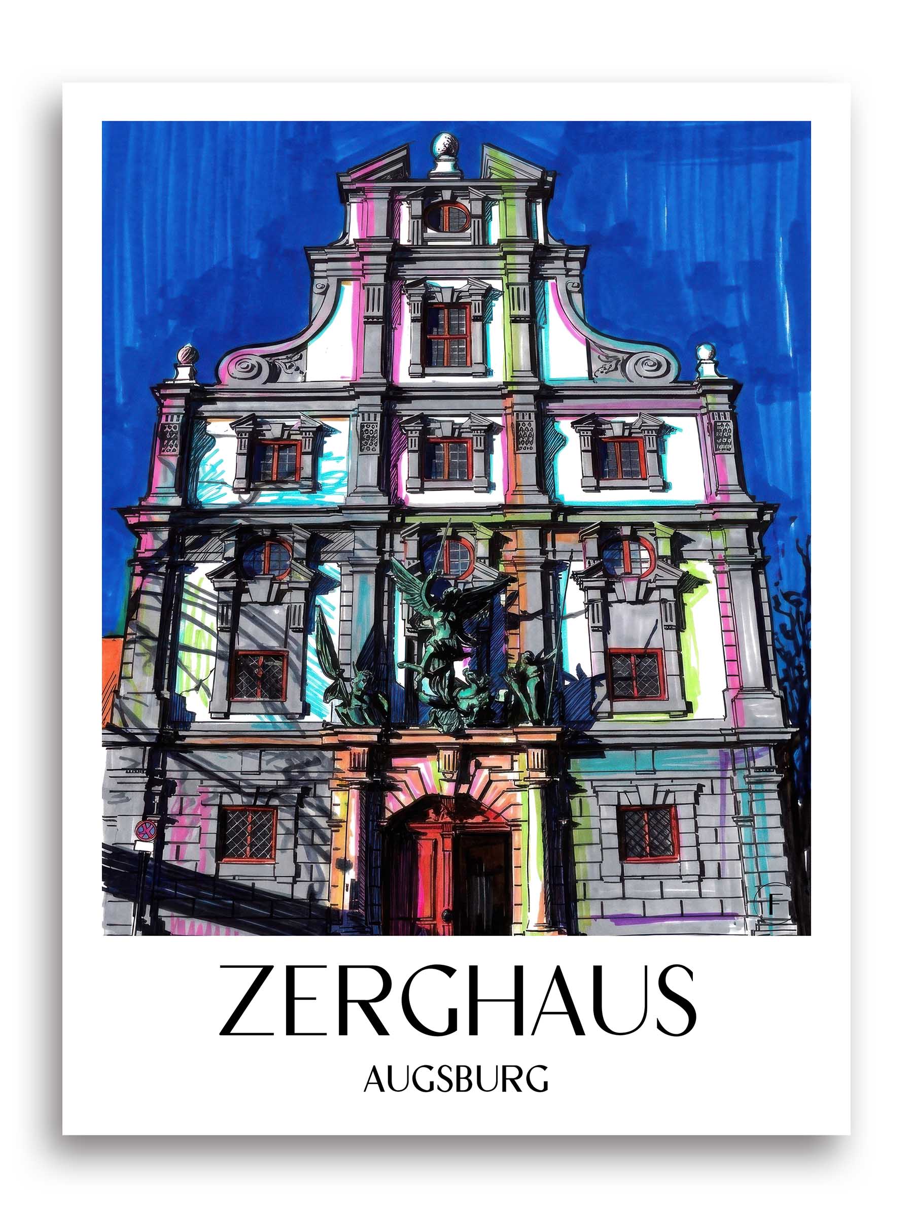 Zerghaus Poster - Augsburg - Deutschland Kunstdruck - Tag Graffiti von A4 bis A1