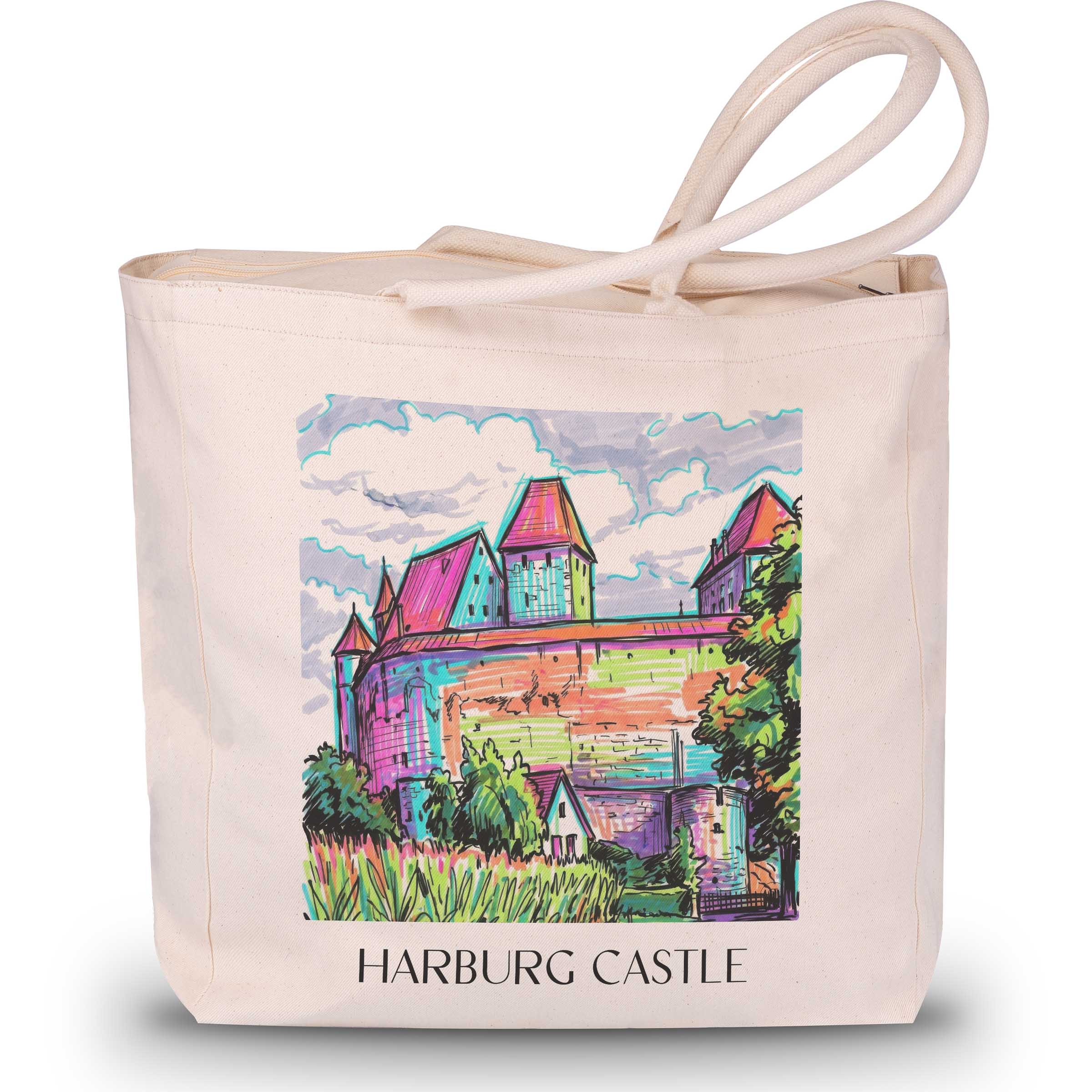 Burg Harburg Shopping Tasche - Schwaben - Deutschland Tote Bag - Einkaufstasche im Tag Graffiti Stil