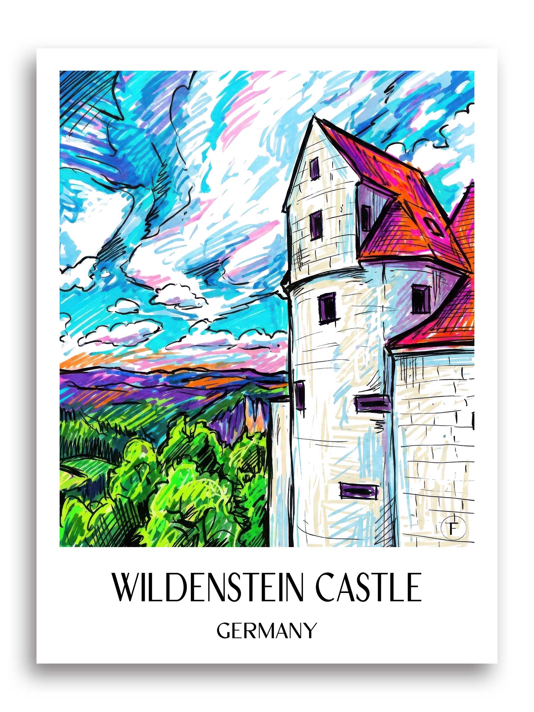 Burg Wildenstein Poster - Schwäbische Alb - Deutschland Kunstdruck - Tag Graffiti von A4 bis A1