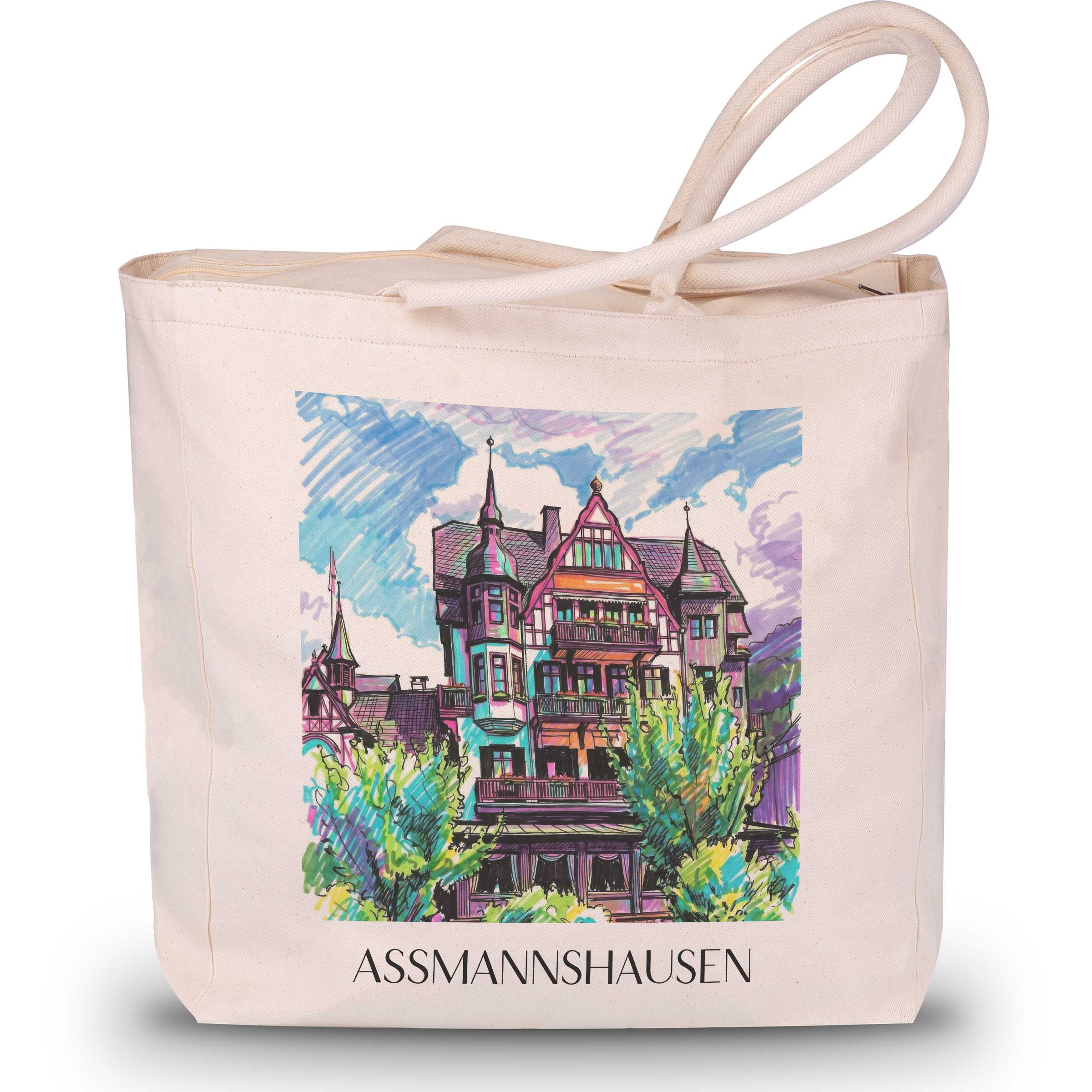 Assmanshausen Shopping Tasche - Rheingau - Deutschland Tote Bag - Einkaufstasche im Tag Graffiti Stil