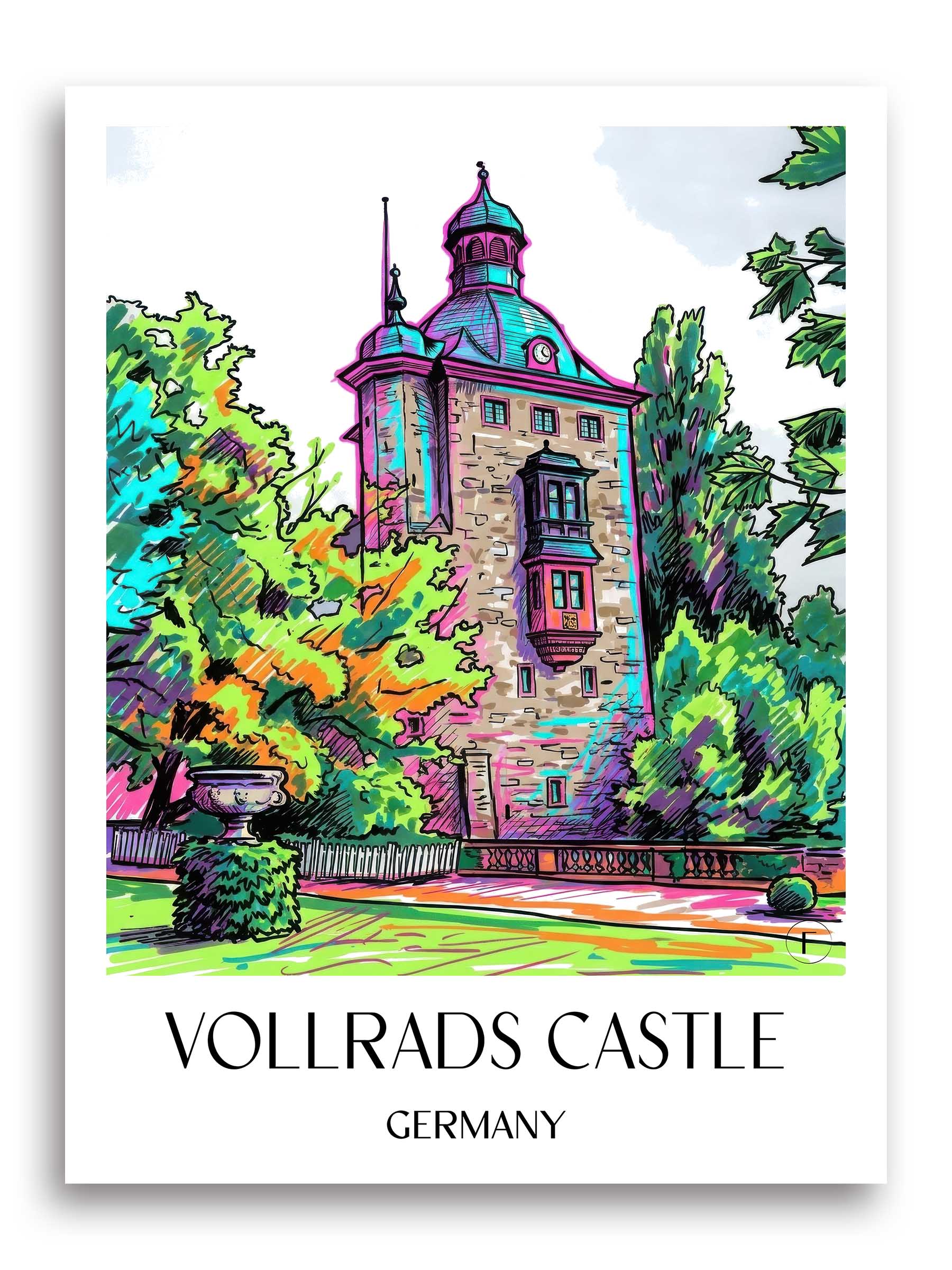 Schloss Vollrads Poster - Rheingau - Deutschland Kunstdruck - Tag Graffiti von A4 bis A1