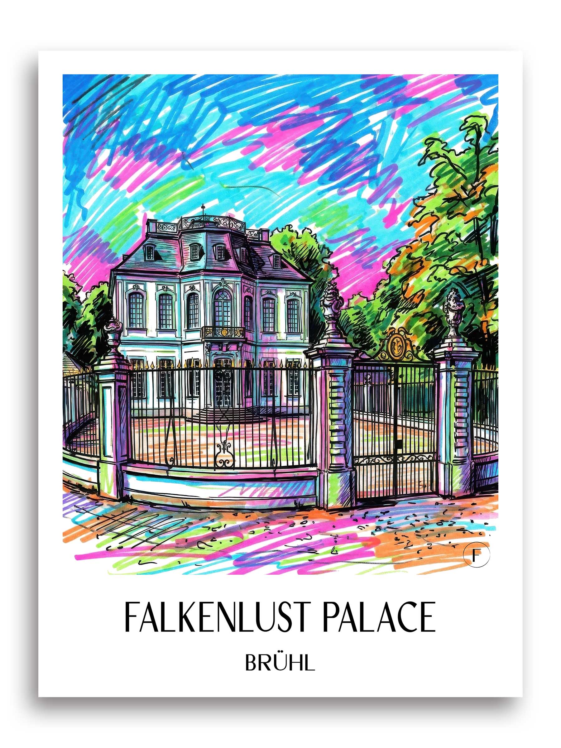 Schloss Falkenlust Poster - Brühl - Deutschland Kunstdruck - Tag Graffiti von A4 bis A1