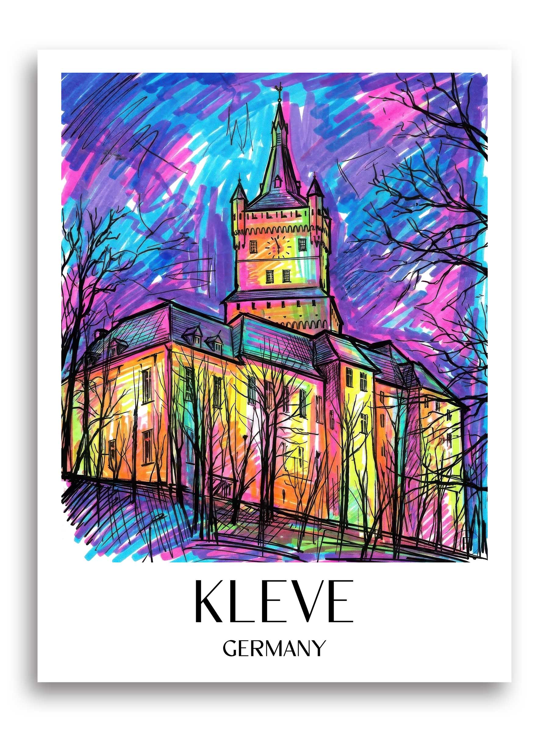 Kleve Poster - Niederrhein - Deutschland Kunstdruck - Tag Graffiti von A4 bis A1