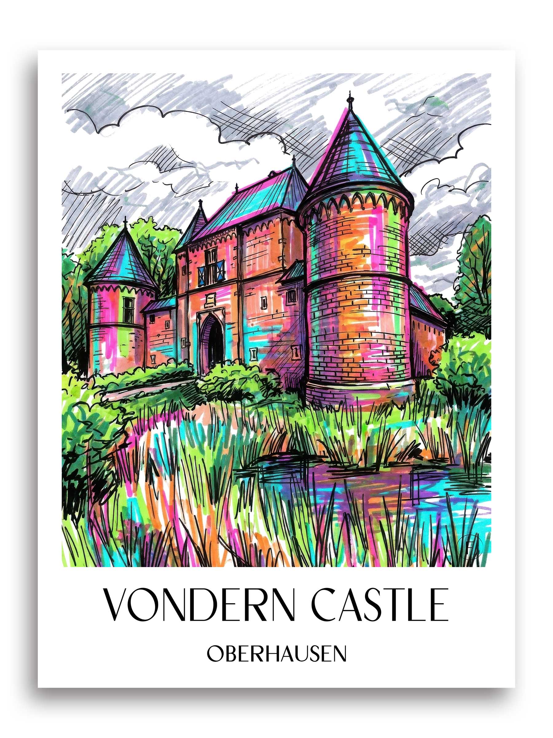 Burg Vondern Poster - Oberhausen - Deutschland Kunstdruck - Tag Graffiti von A4 bis A1