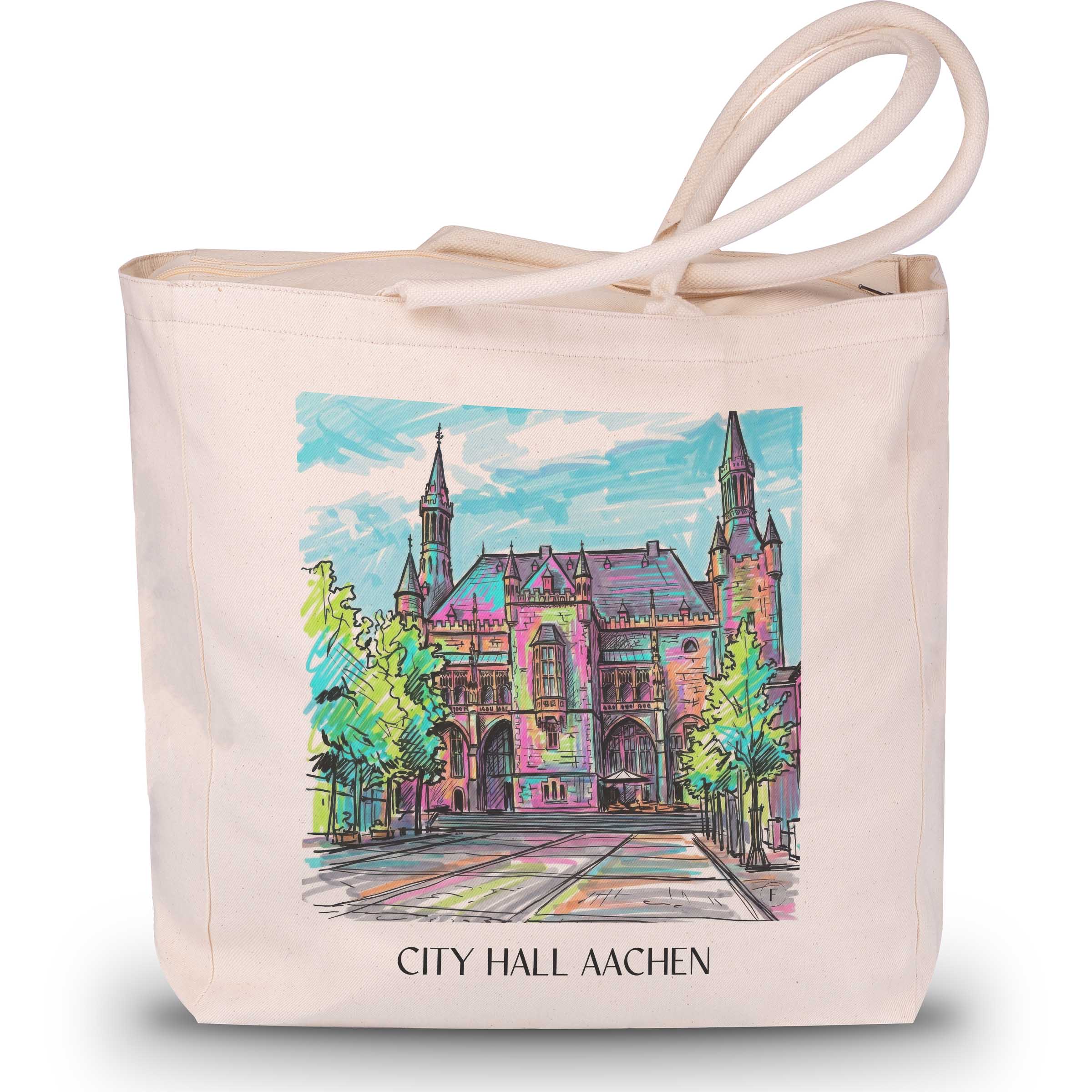 Rathaus Shopping Tasche - Aachen - Deutschland Tote Bag - Einkaufstasche im Tag Graffiti Stil