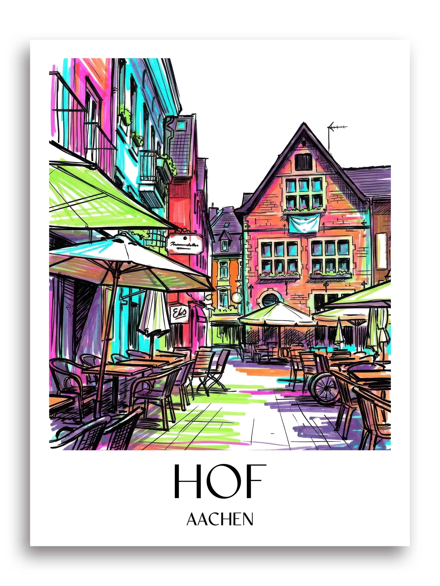 Hof Poster - Aachen - Deutschland Kunstdruck - Tag Graffiti von A4 bis A1