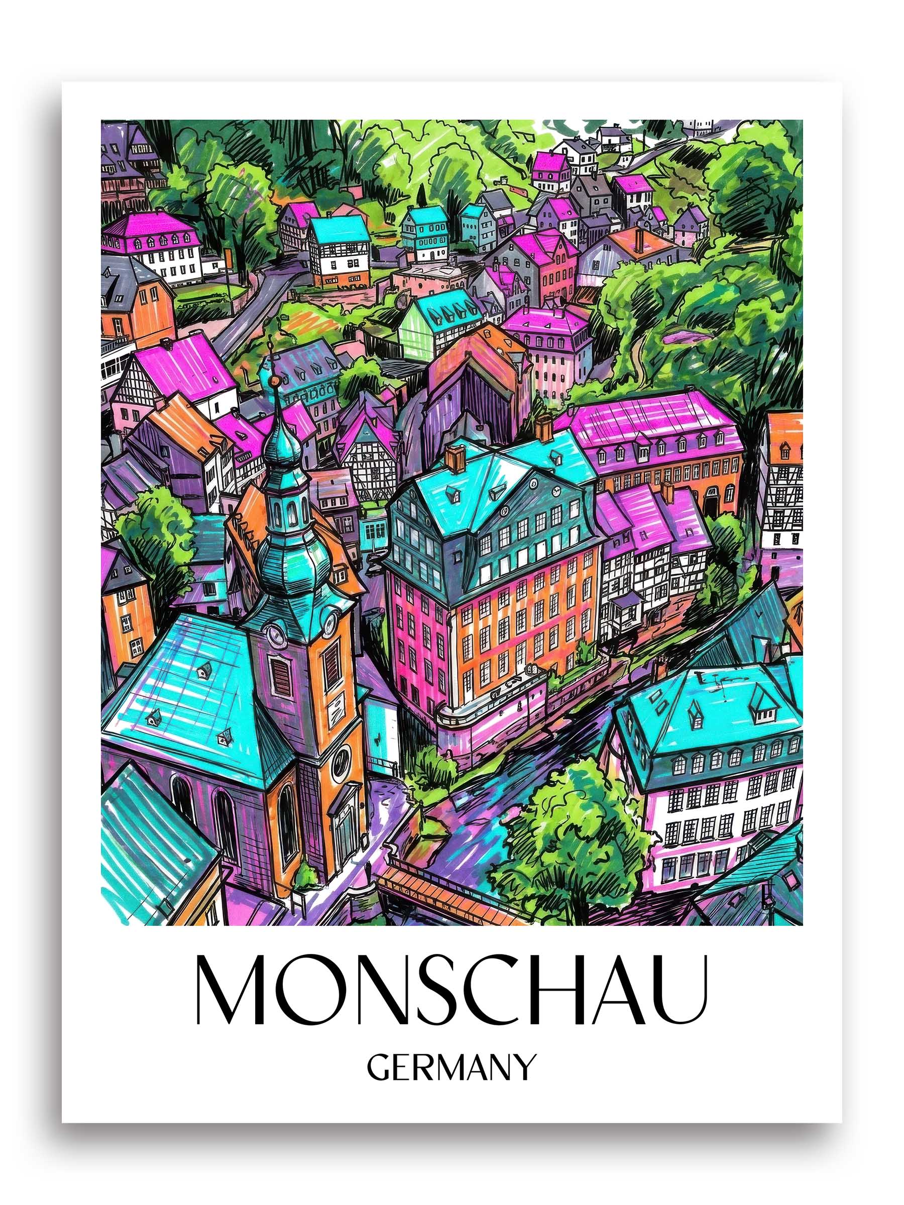 Monschau Poster - Rureifel - Deutschland Kunstdruck - Tag Graffiti von A4 bis A1