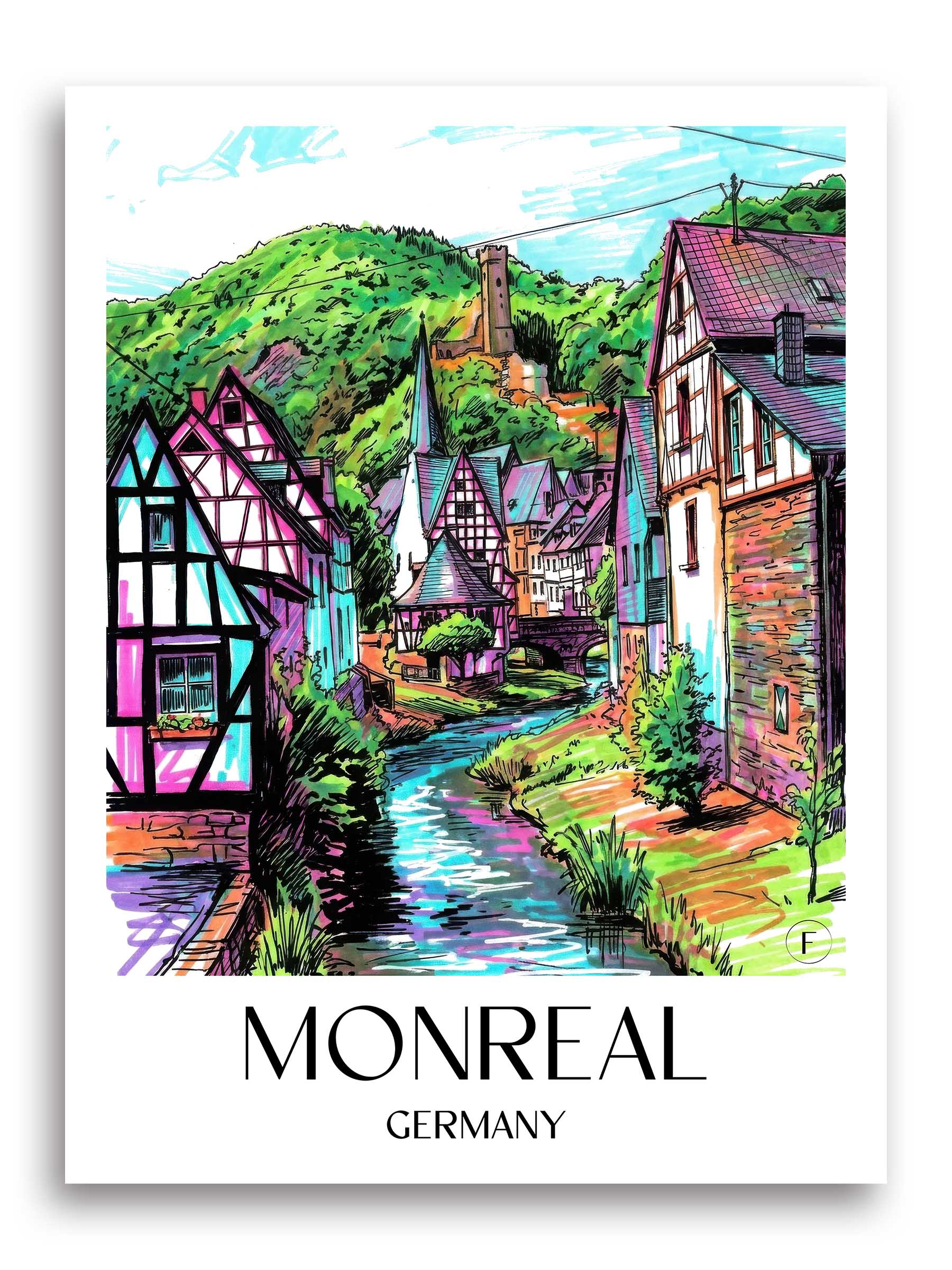 Monreal Poster - Eifel - Deutschland Kunstdruck - Tag Graffiti von A4 bis A1