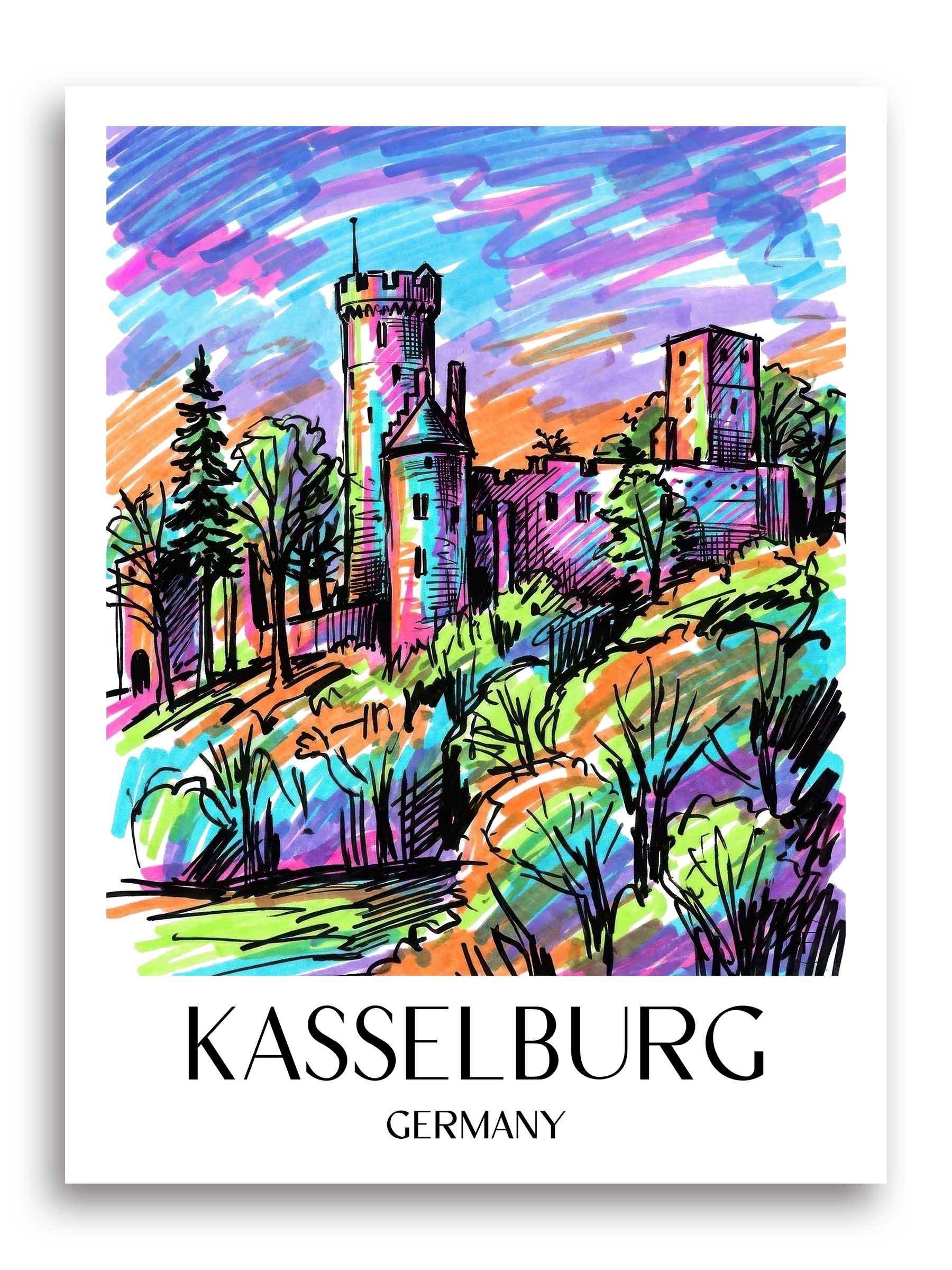 Kasselburg Poster - Eifel - Deutschland Kunstdruck - Tag Graffiti von A4 bis A1