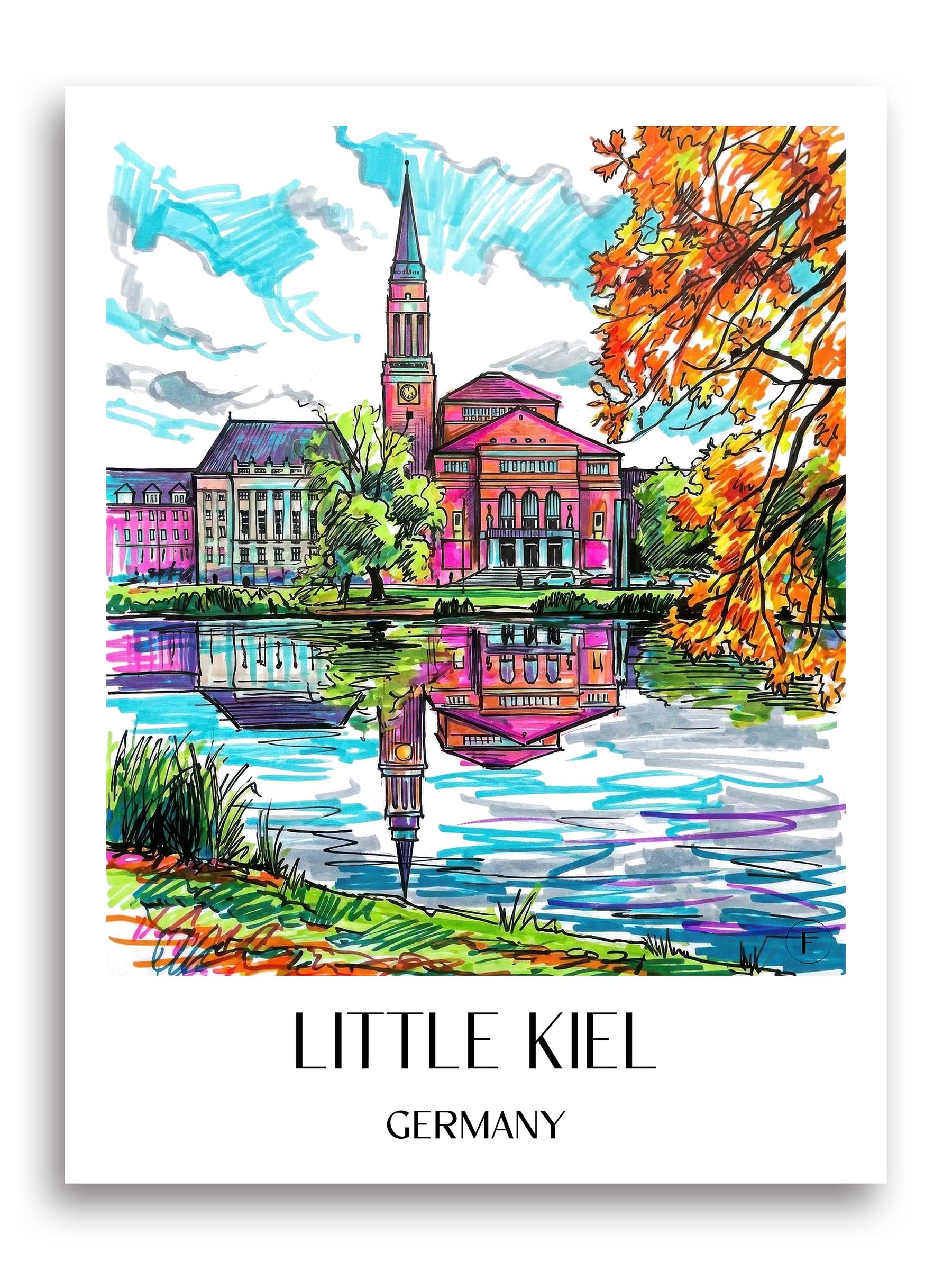 Kleiner Kiel Poster - Schleswig-Holstein - Deutschland Kunstdruck - Tag Graffiti von A4 bis A1