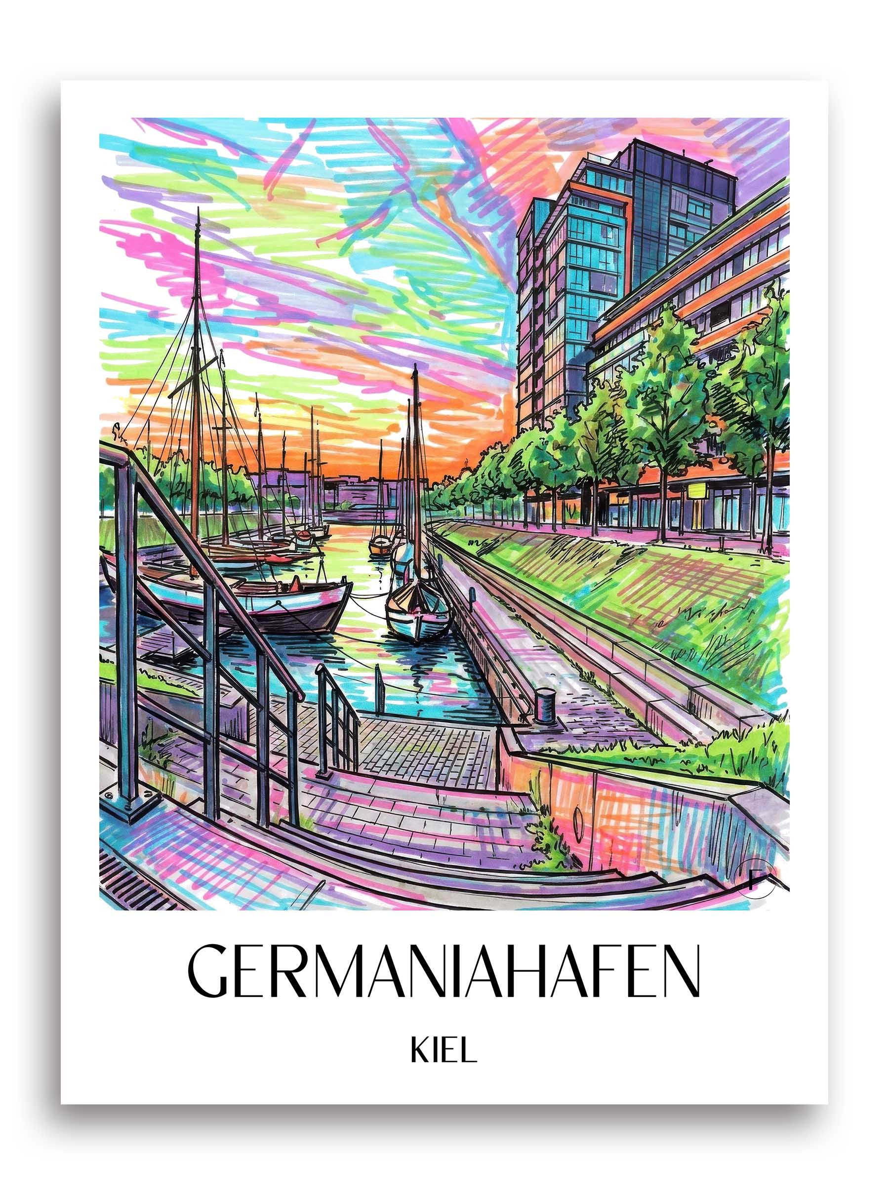 Germaniahafen Poster - Kiel - Deutschland Kunstdruck - Tag Graffiti von A4 bis A1