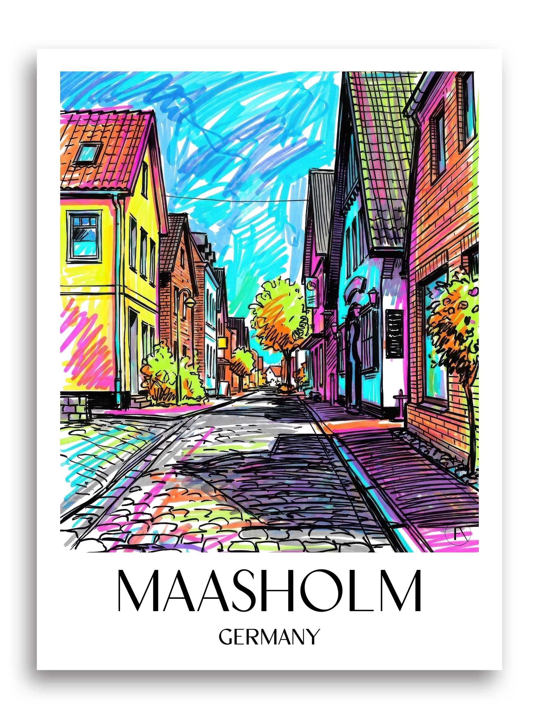 Maasholm Poster - Schleswig - Deutschland Kunstdruck - Tag Graffiti von A4 bis A1
