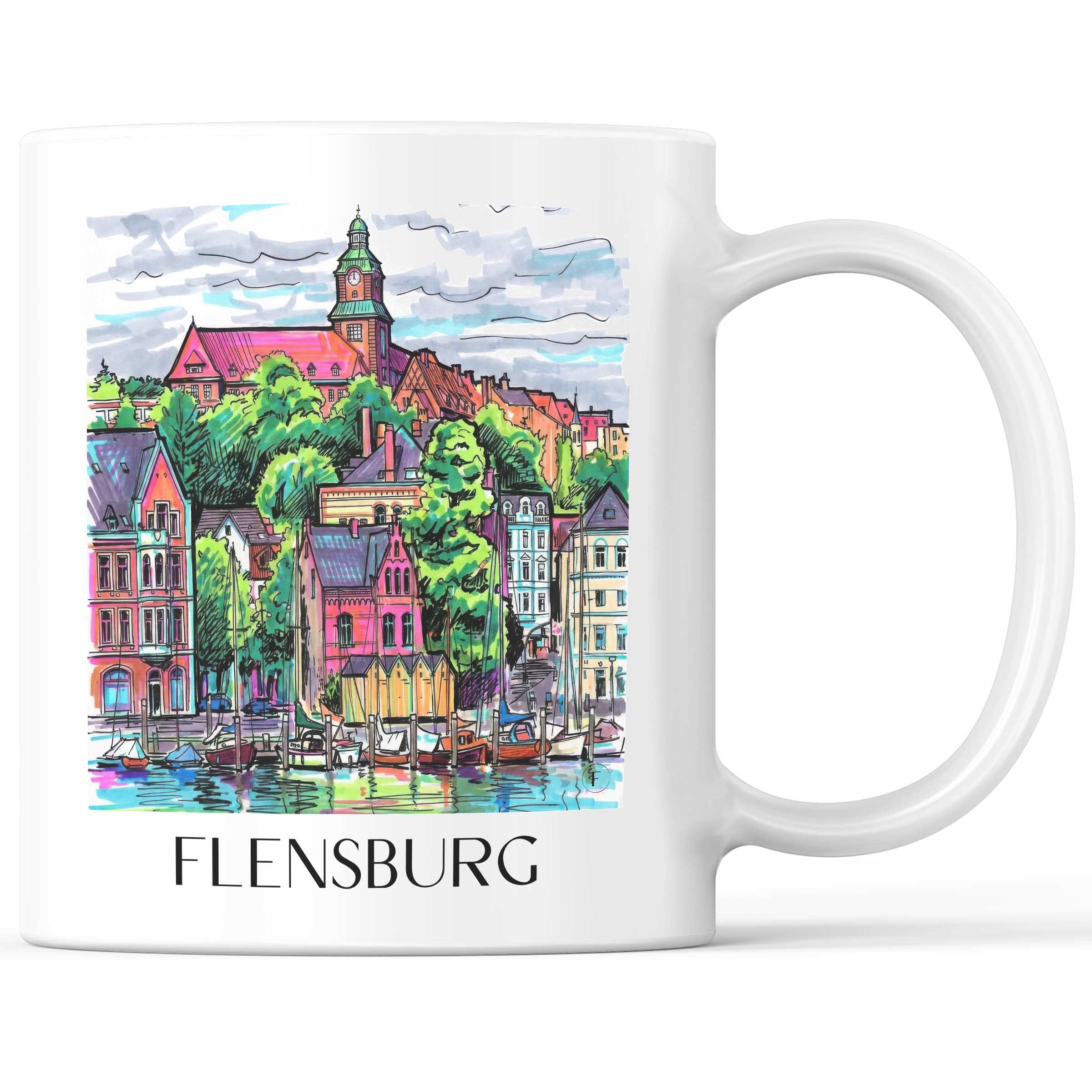 Flensburg Kaffeebecher - Schleswig - Deutschland Becher - Kaffeetasse im Tag Graffiti Stil