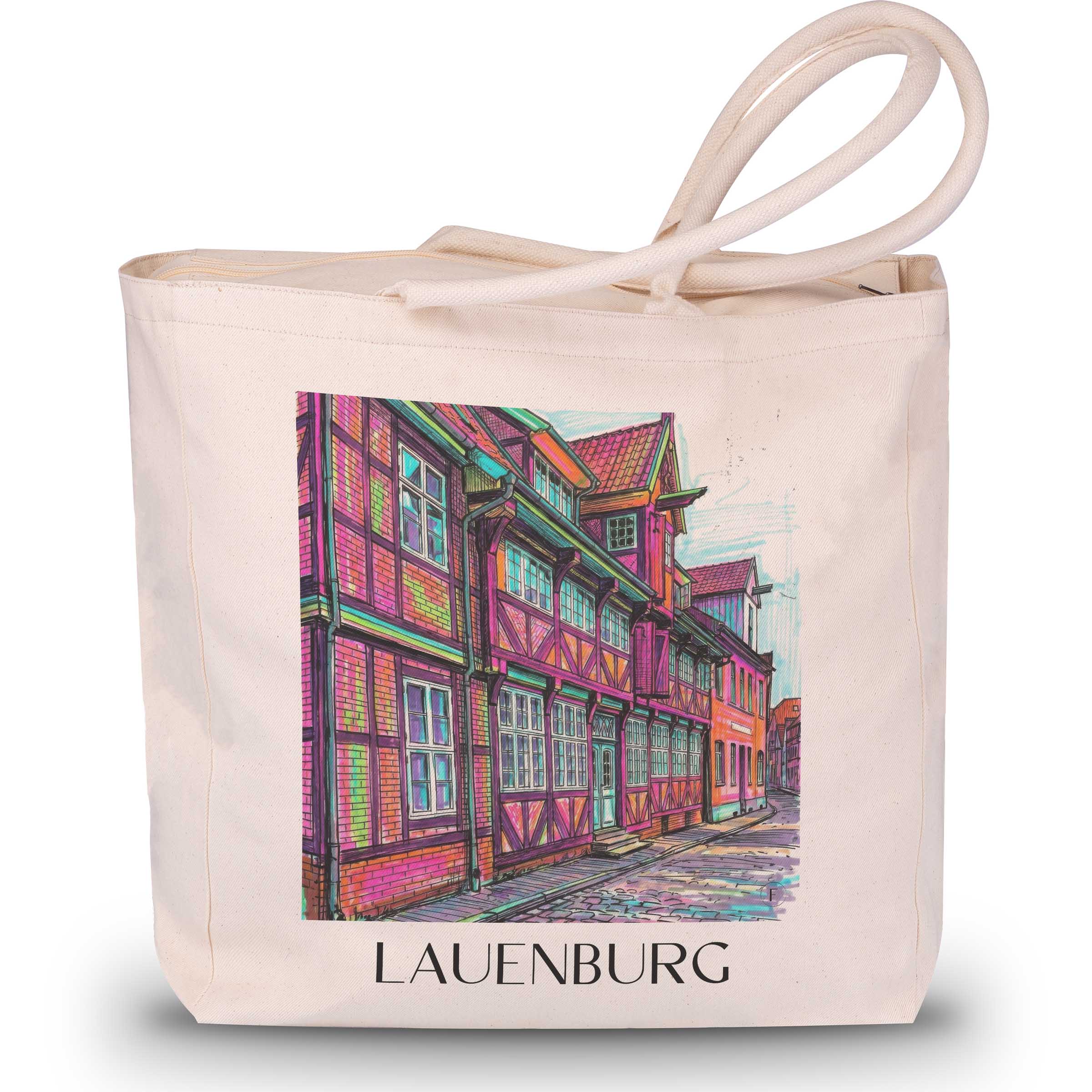 Lauenburg Shopping Tasche - Schleswig-Holstein - Deutschland Tote Bag - Einkaufstasche im Tag Graffiti Stil
