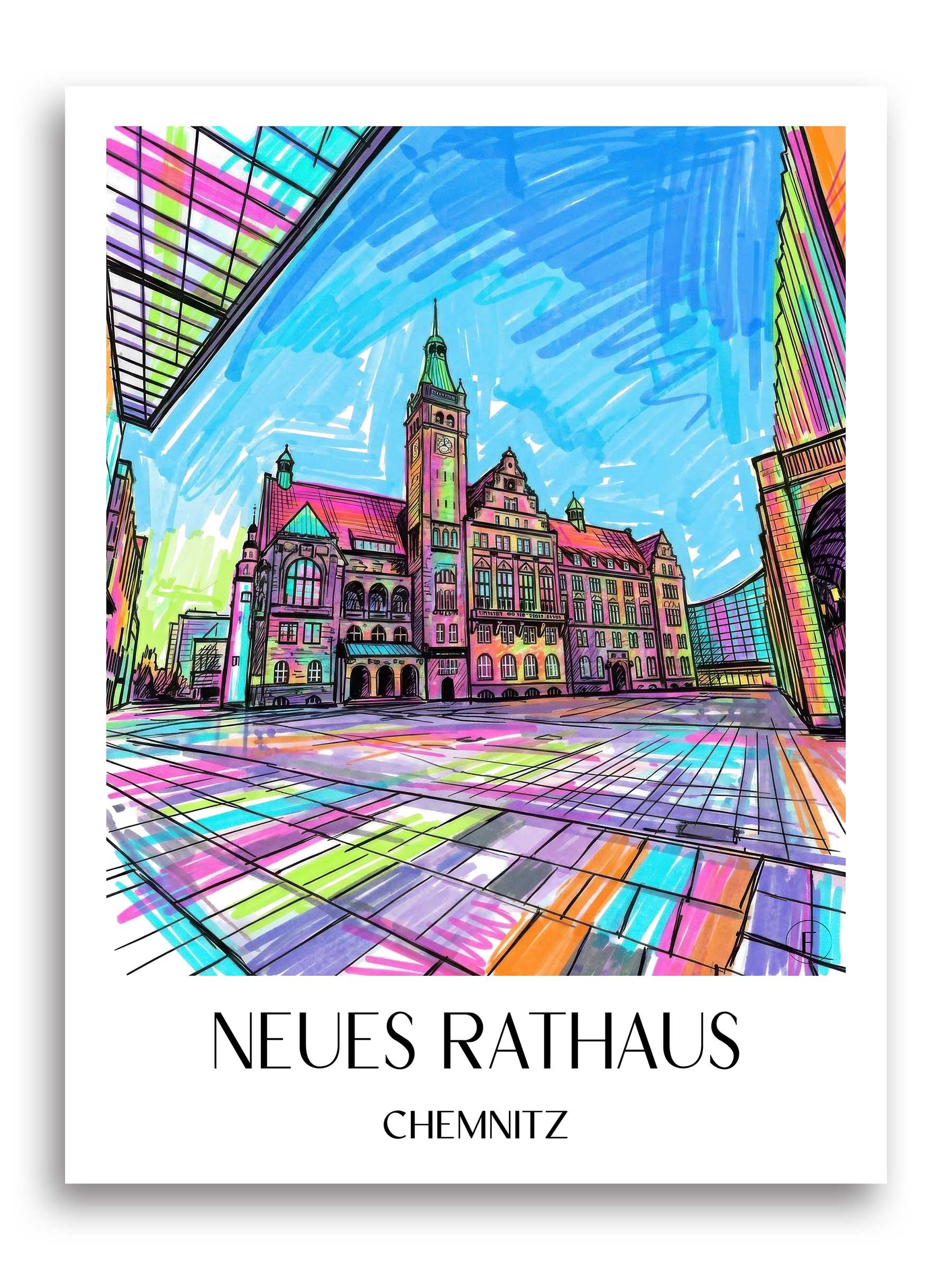 neues-rathaus-chemnitz-deutschland-poster-graffiti