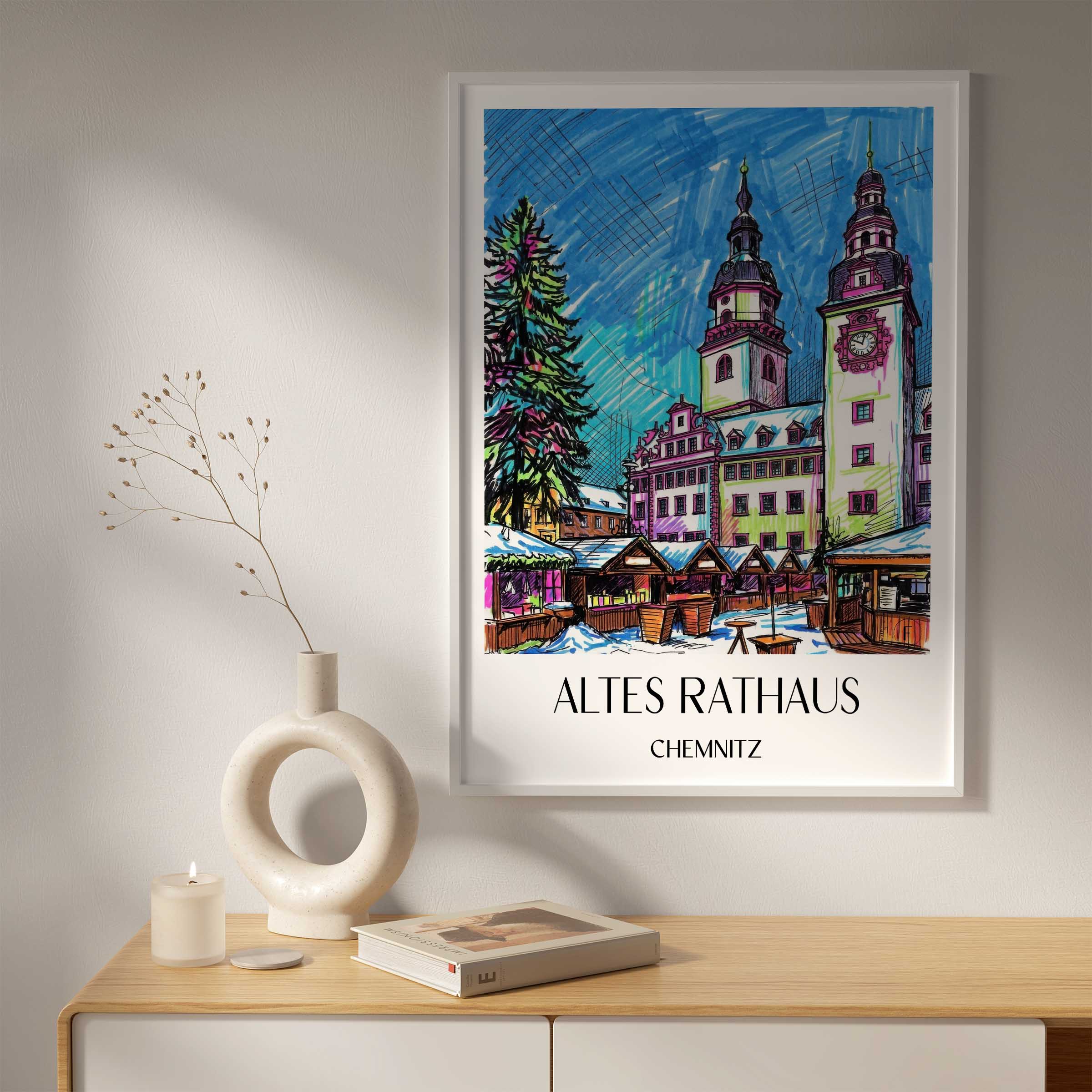 altes-rathaus-chemnitz-deutschland-poster-graffiti