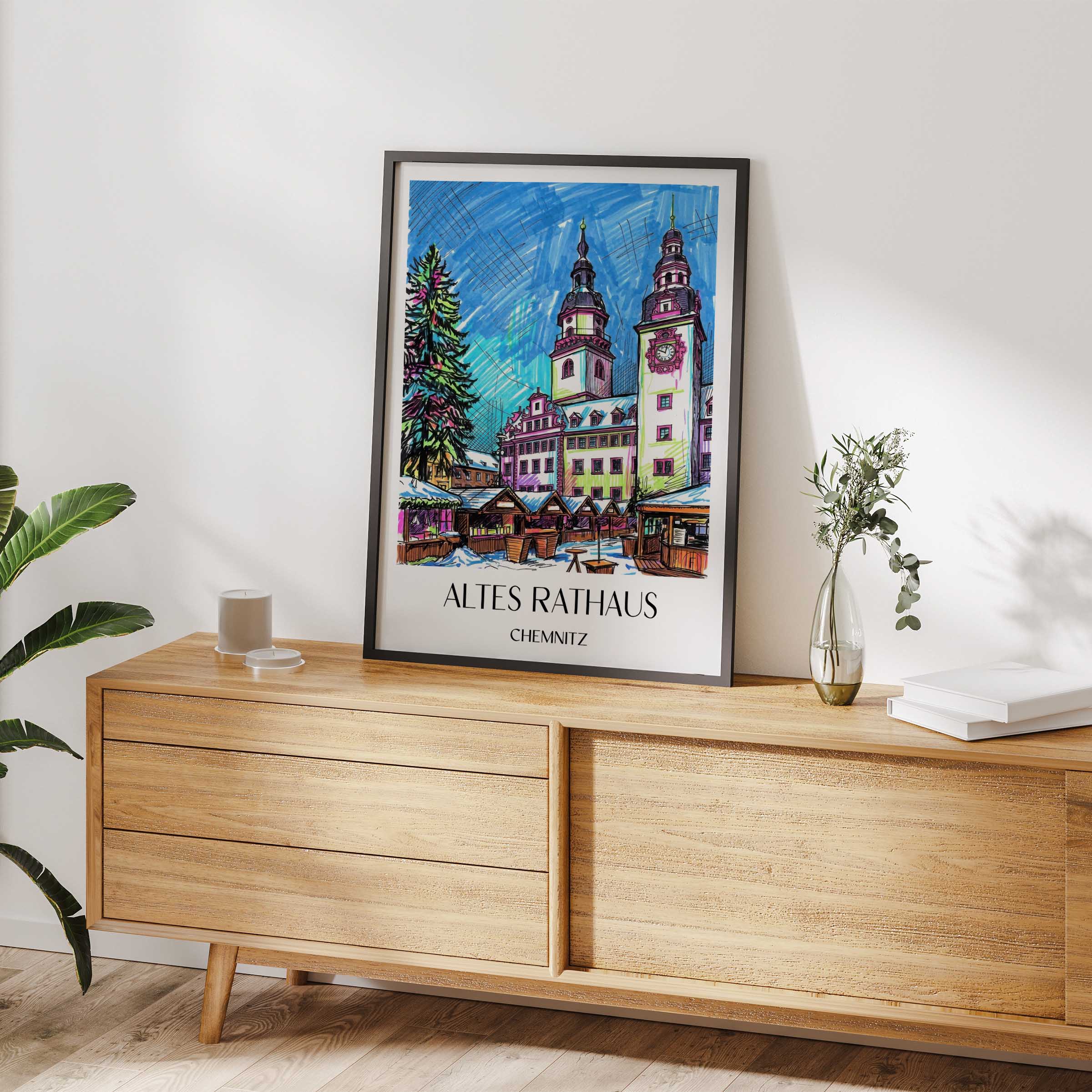 altes-rathaus-chemnitz-deutschland-poster-graffiti