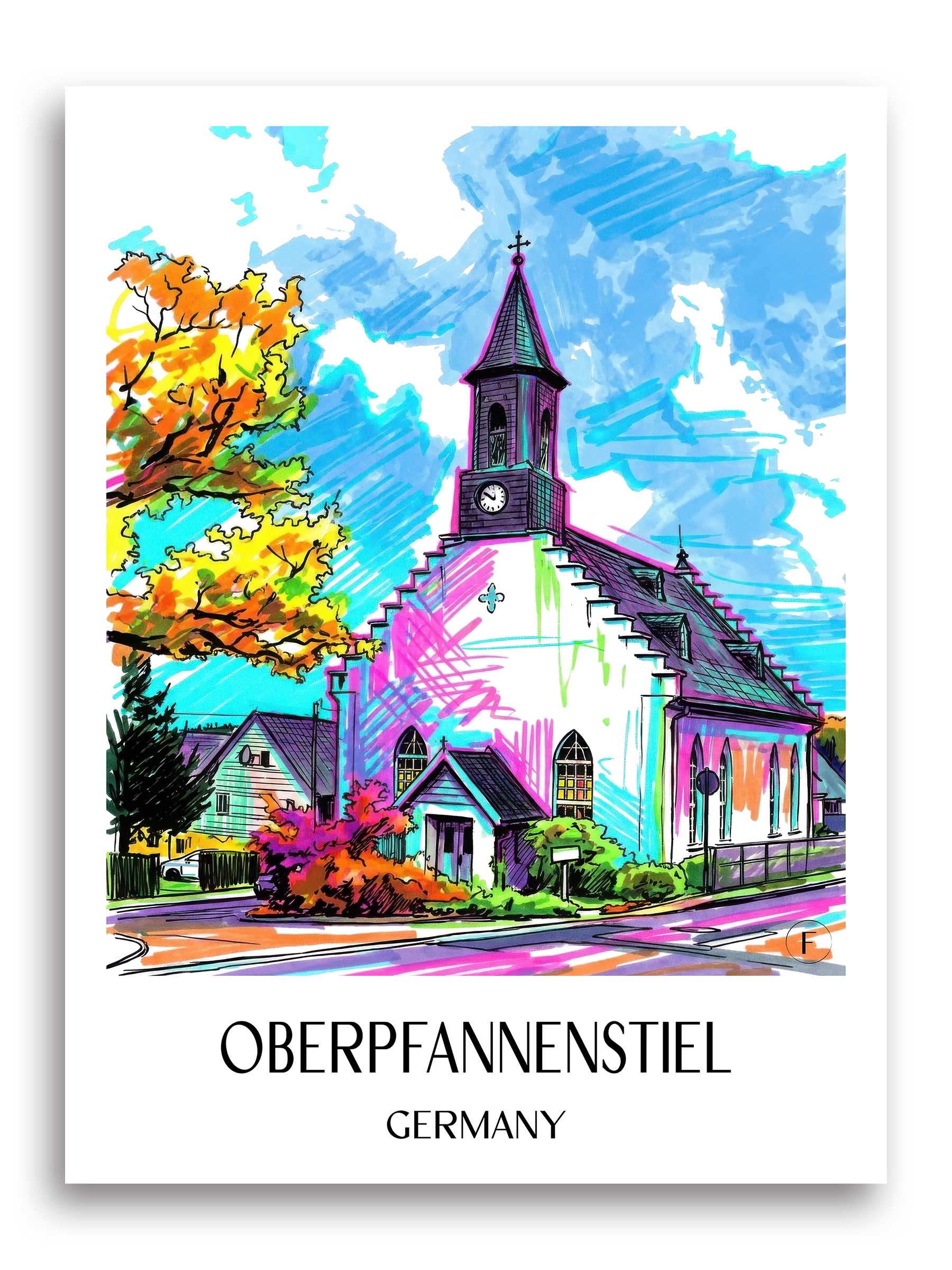 Oberpfannenstiel Poster - Erzgebirge - Deutschland Kunstdruck - Tag Graffiti von A4 bis A1