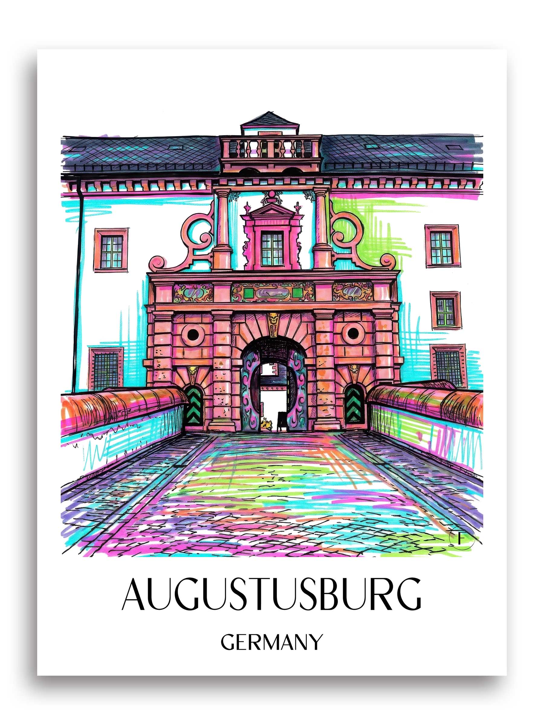 Augustusburg Poster - Erzgebirge - Deutschland Kunstdruck - Tag Graffiti von A4 bis A1