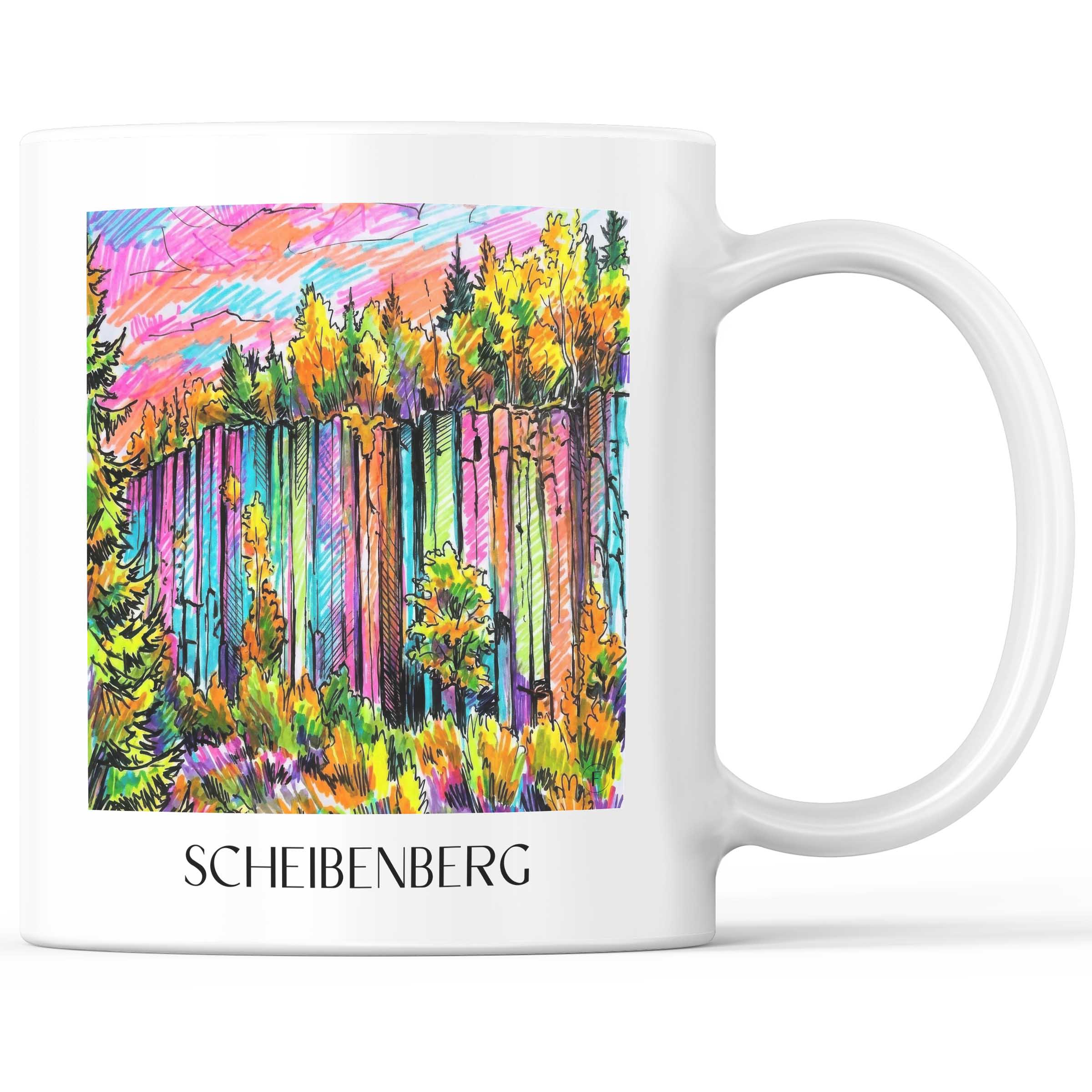 Scheibenberg Kaffeebecher - Erzgebirge - Deutschland Becher - Kaffeetasse im Tag Graffiti Stil