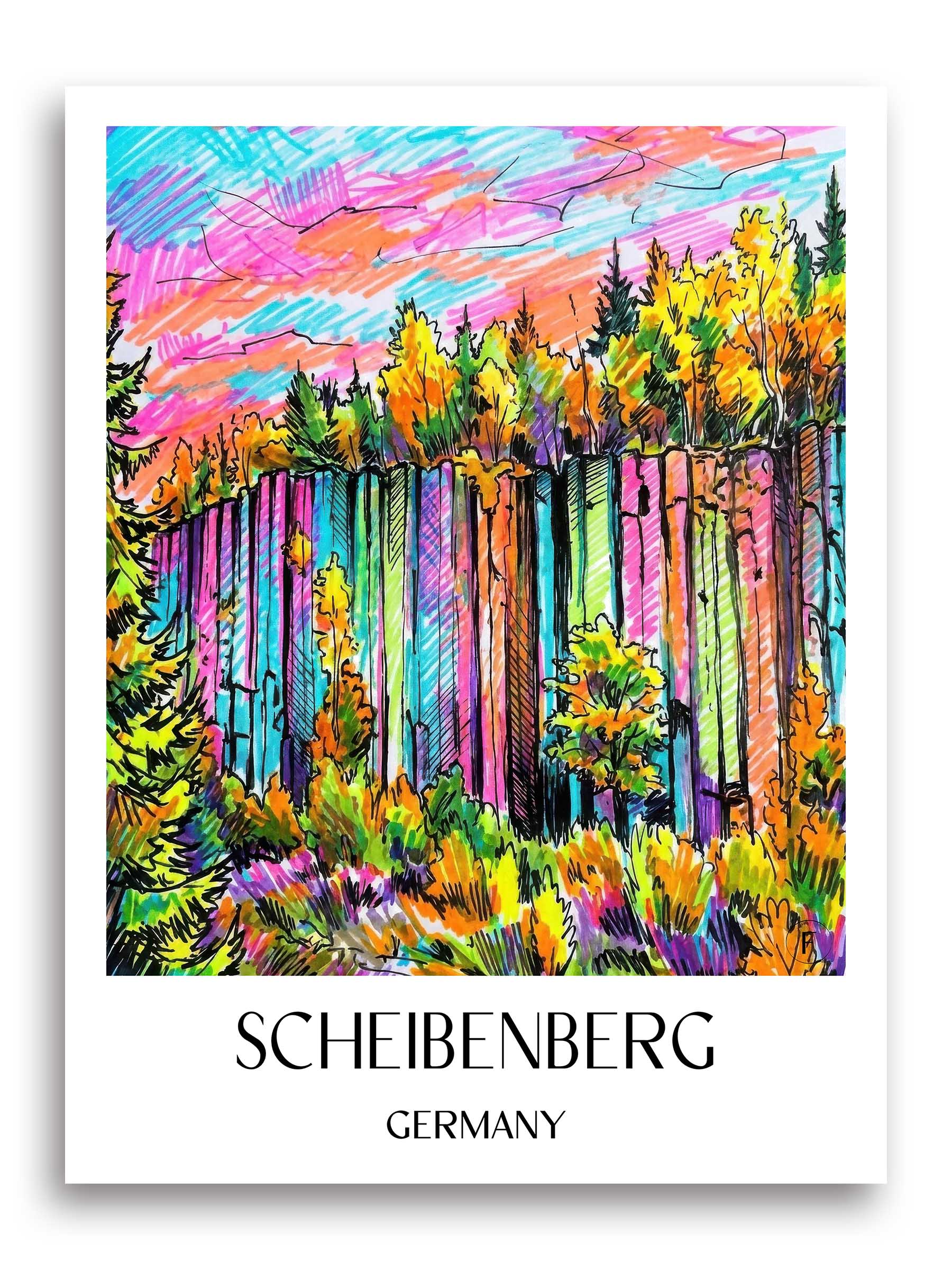 Scheibenberg Poster - Erzgebirge - Deutschland Kunstdruck - Tag Graffiti von A4 bis A1