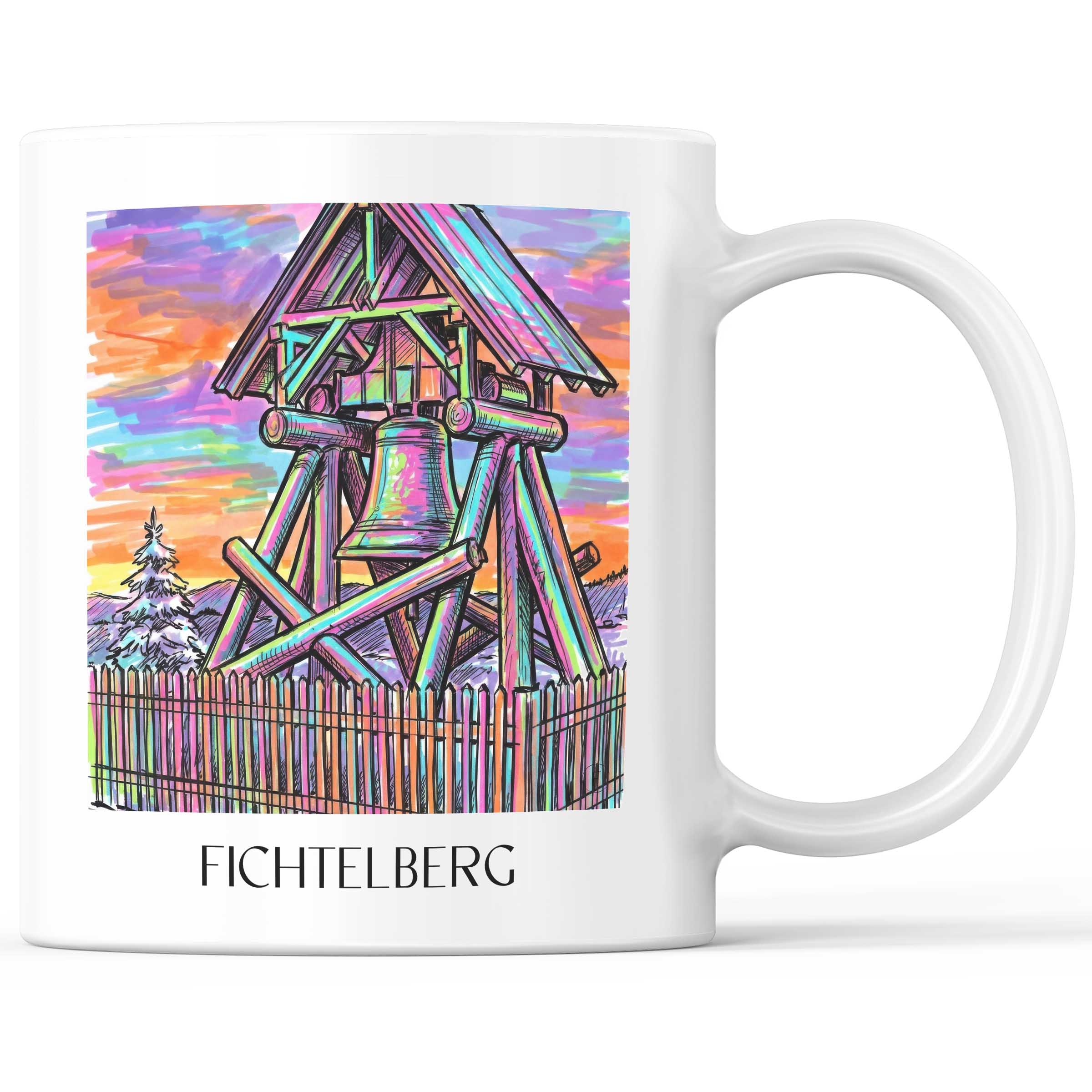 Fichtelberg Kaffeebecher - Erzgebirge - Deutschland Becher - Kaffeetasse im Tag Graffiti Stil