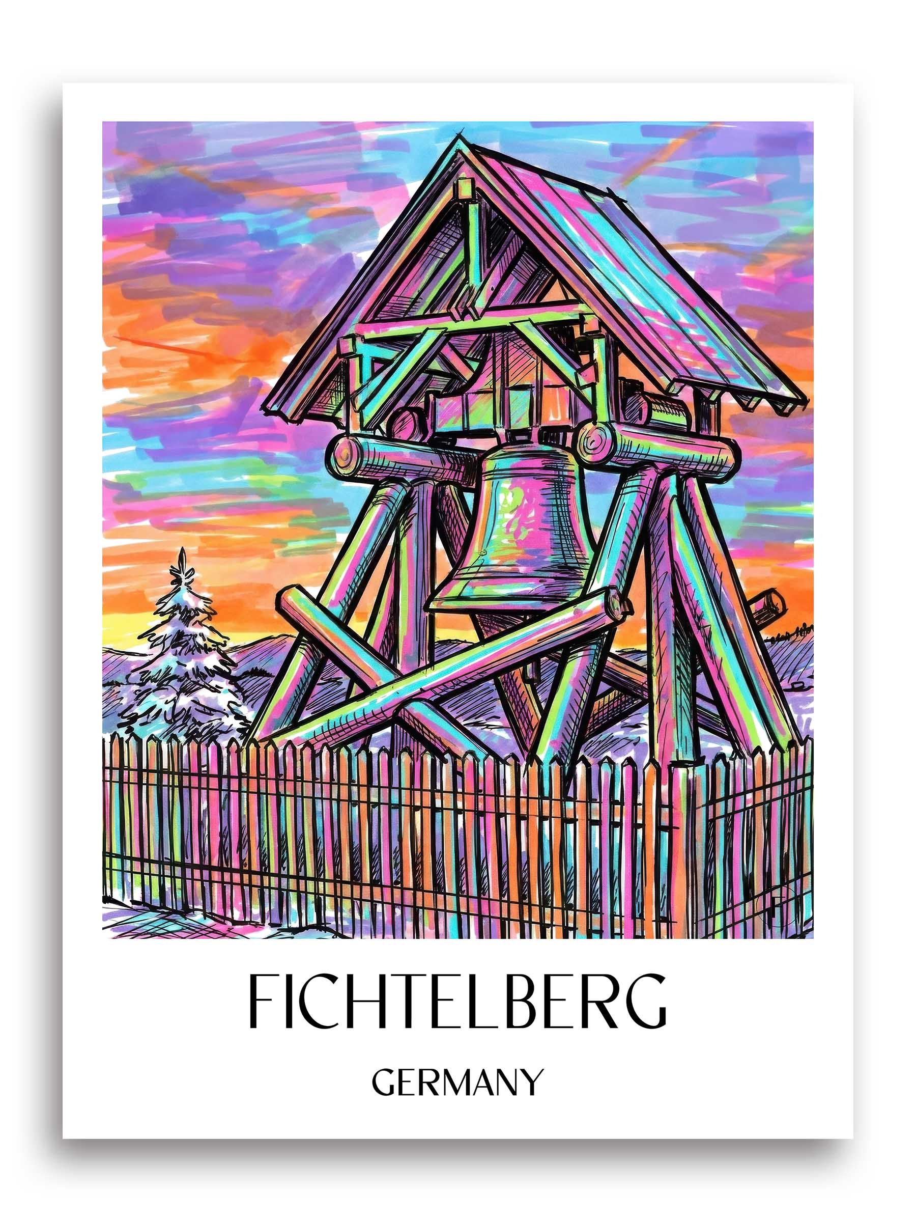 Fichtelberg Poster - Erzgebirge - Deutschland Kunstdruck - Tag Graffiti von A4 bis A1