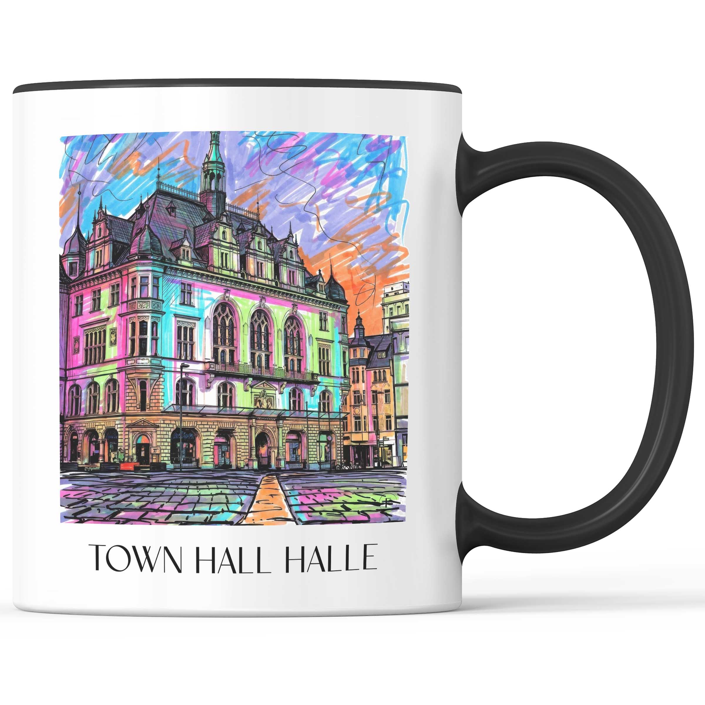 Stadthaus Kaffeebecher - Halle - Deutschland Becher - Kaffeetasse im Tag Graffiti Stil