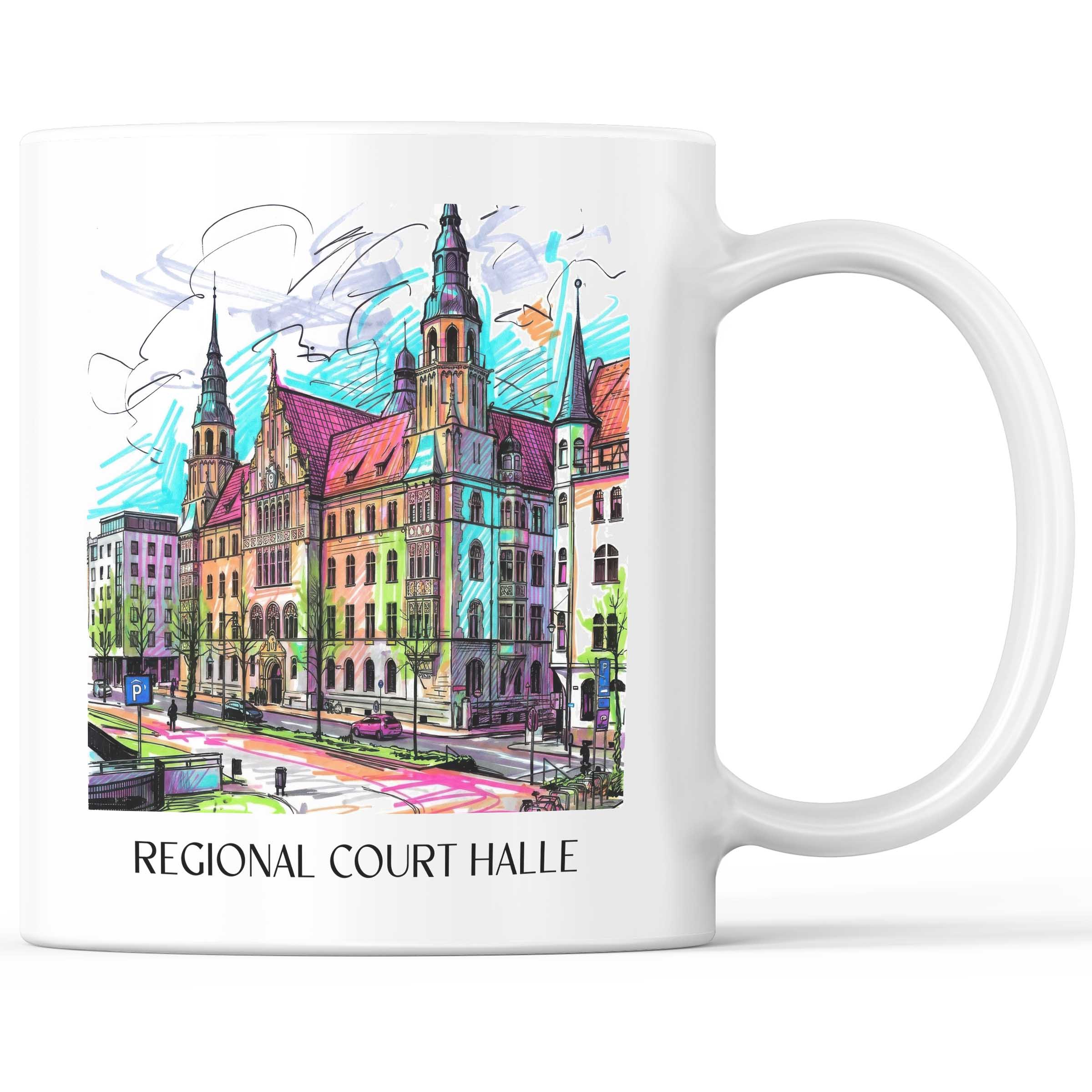 Landgericht Kaffeebecher - Halle - Deutschland Becher - Kaffeetasse im Tag Graffiti Stil