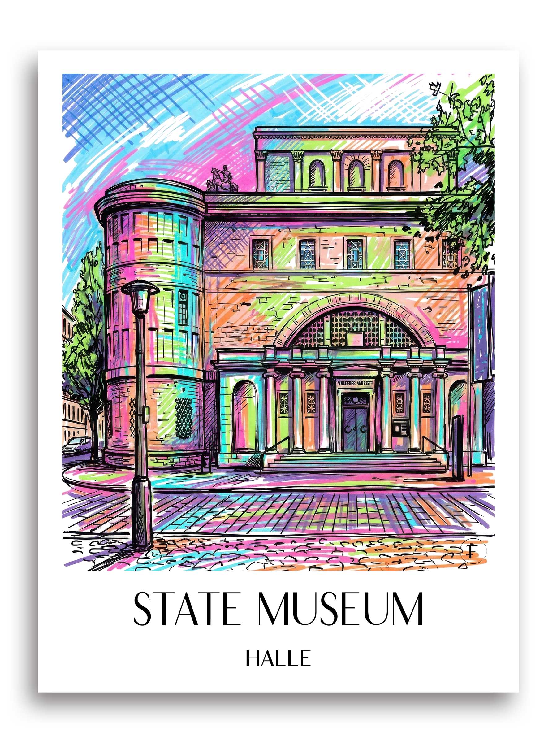 Landesmuseum Poster - Halle - Deutschland Kunstdruck - Tag Graffiti von A4 bis A1