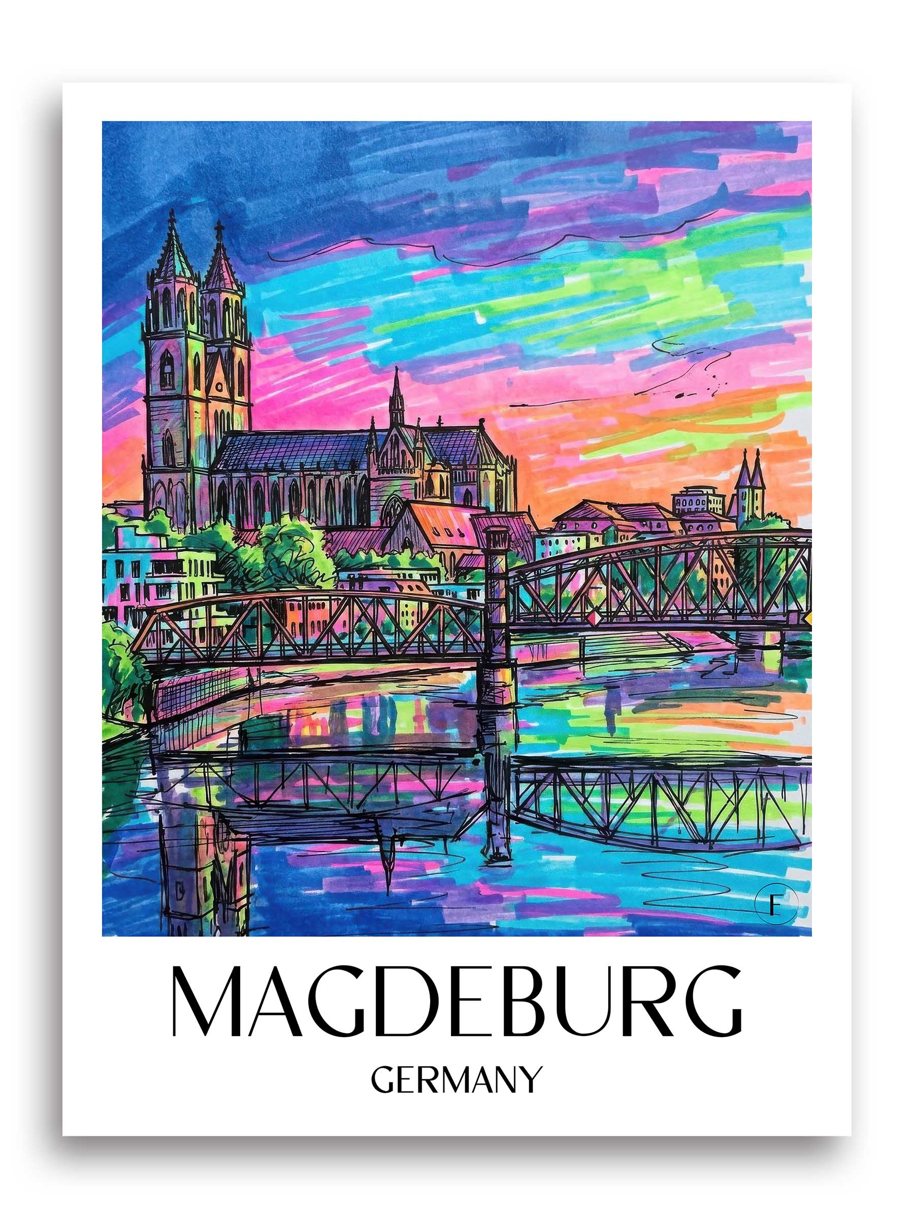Magdeburg Poster - Sachsen-Anhalt - Deutschland Kunstdruck - Tag Graffiti von A4 bis A1