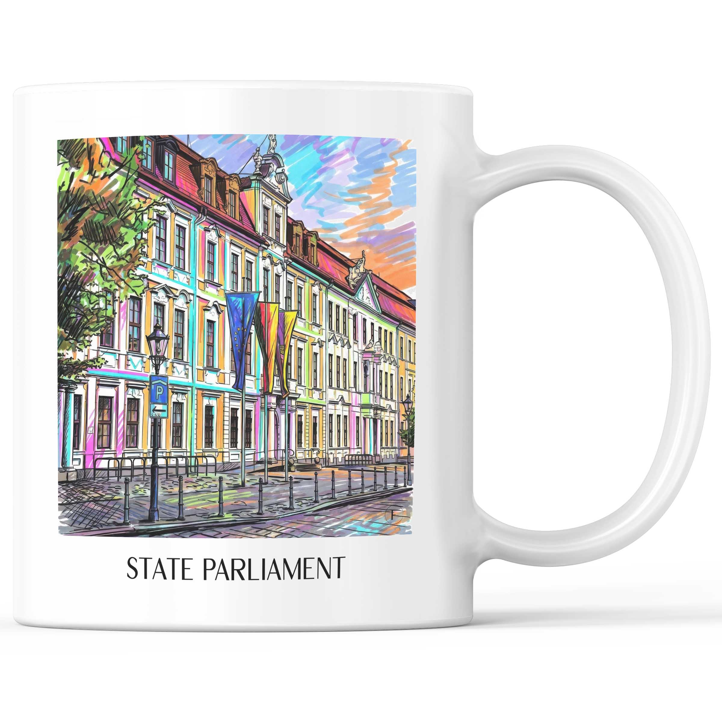 Landtag Kaffeebecher - Magdeburg - Deutschland Becher - Kaffeetasse im Tag Graffiti Stil