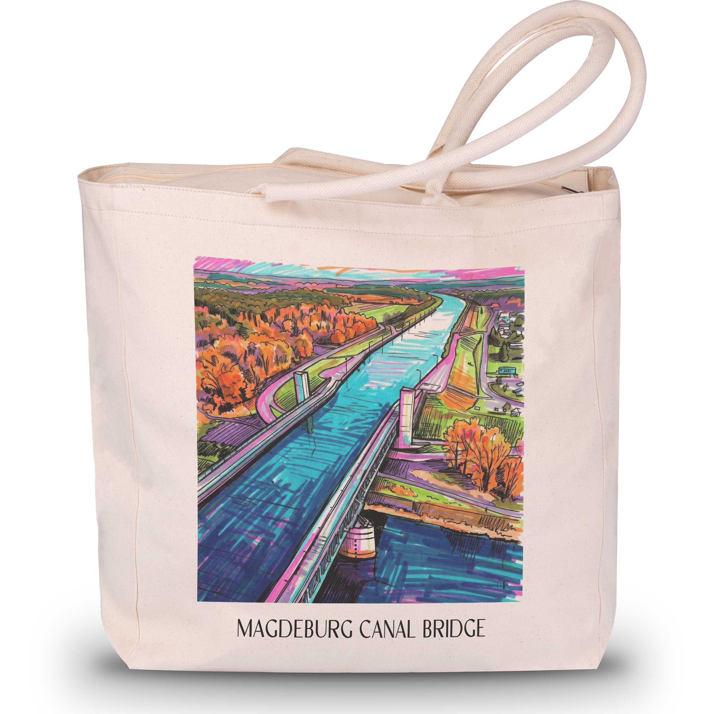 Kanalbrücke Magdeburg Shopping Tasche - Sachsen-Anhalt - Deutschland Tote Bag - Einkaufstasche im Tag Graffiti Stil