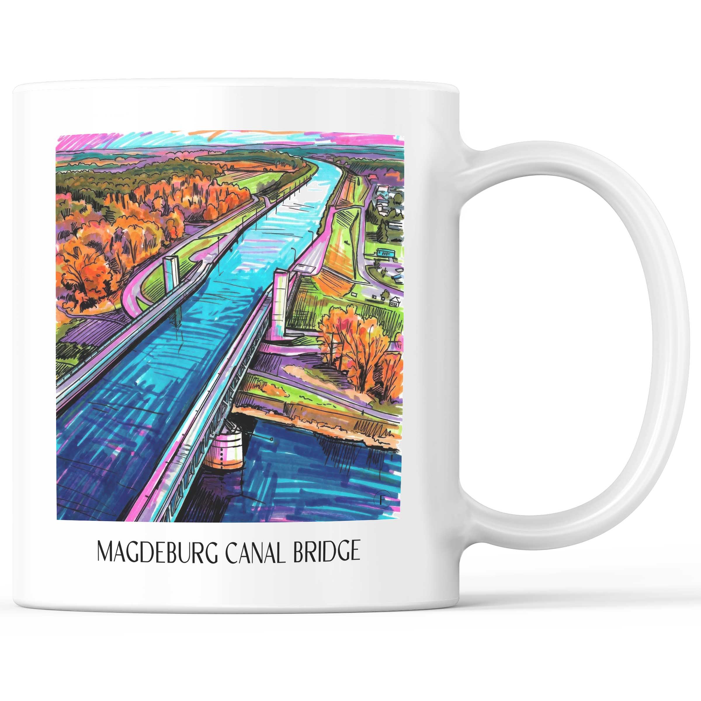 Kanalbrücke Magdeburg Kaffeebecher - Sachsen-Anhalt - Deutschland Becher - Kaffeetasse im Tag Graffiti Stil