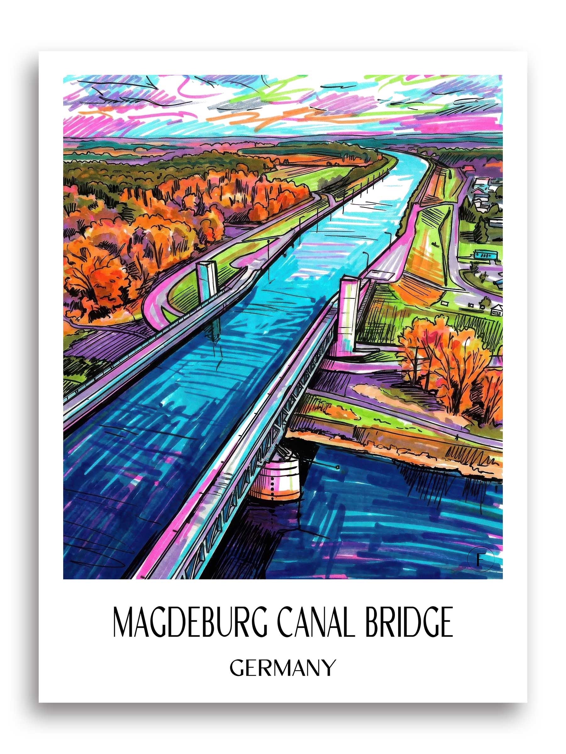 Kanalbrücke Magdeburg Poster - Sachsen-Anhalt - Deutschland Kunstdruck - Tag Graffiti von A4 bis A1