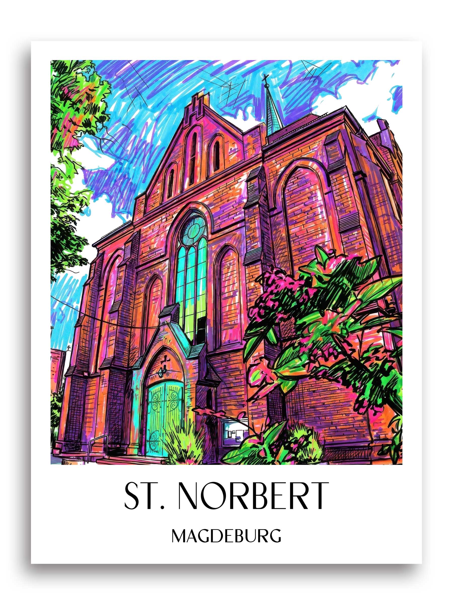St. Norbert Poster - Magdeburg - Deutschland Kunstdruck - Tag Graffiti von A4 bis A1