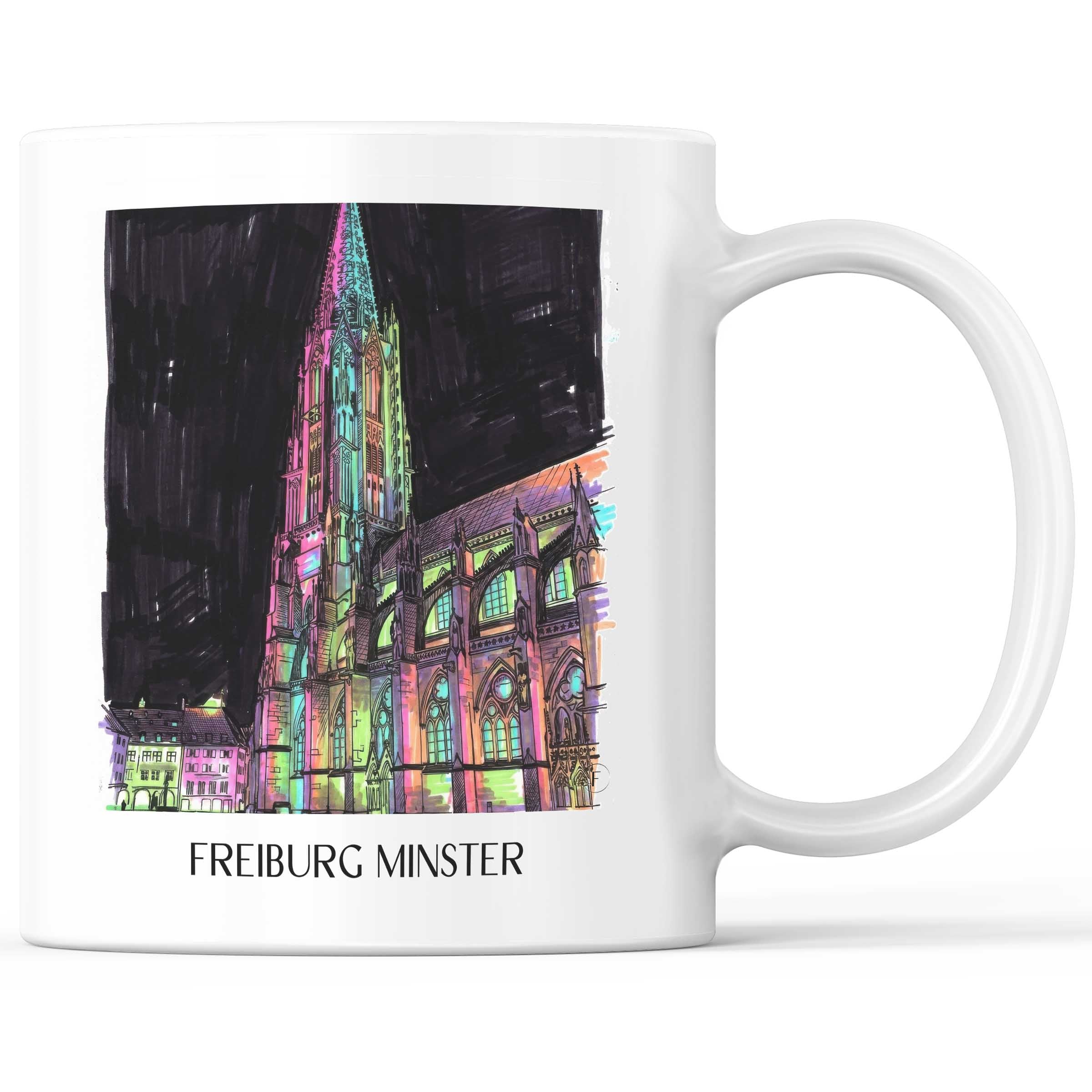 Freiburger Münster Kaffeebecher - Schwarzwald - Deutschland Becher - Kaffeetasse im Tag Graffiti Stil