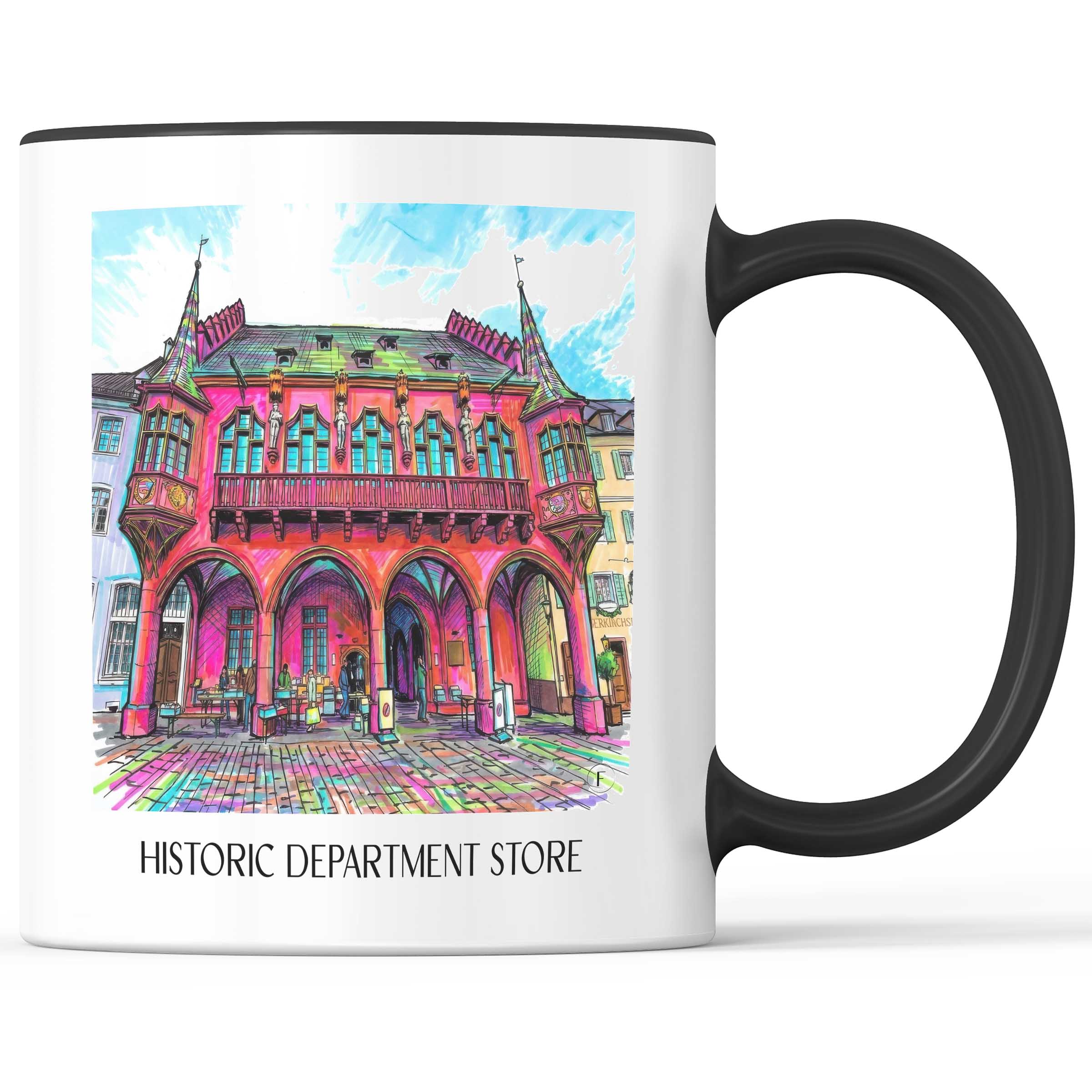 Historisches Kaufhaus Kaffeebecher - Freiburg - Deutschland Becher - Kaffeetasse im Tag Graffiti Stil