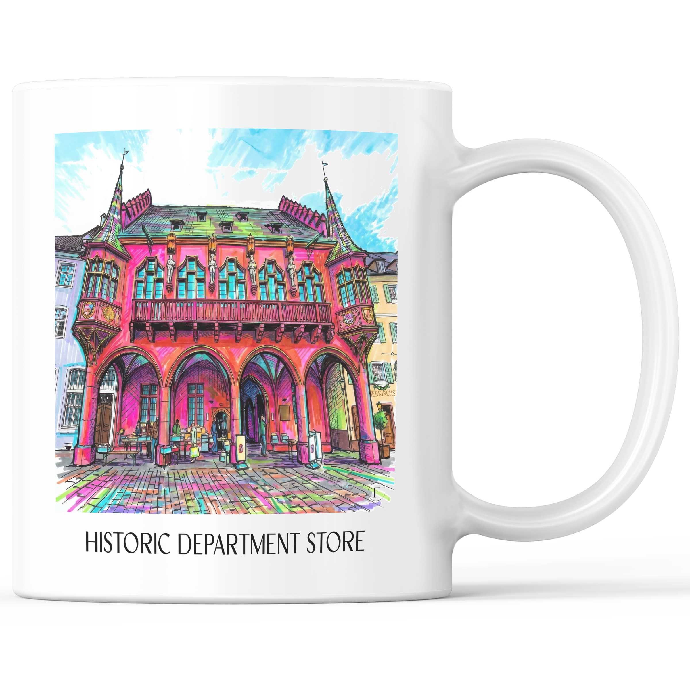 Historisches Kaufhaus Kaffeebecher - Freiburg - Deutschland Becher - Kaffeetasse im Tag Graffiti Stil